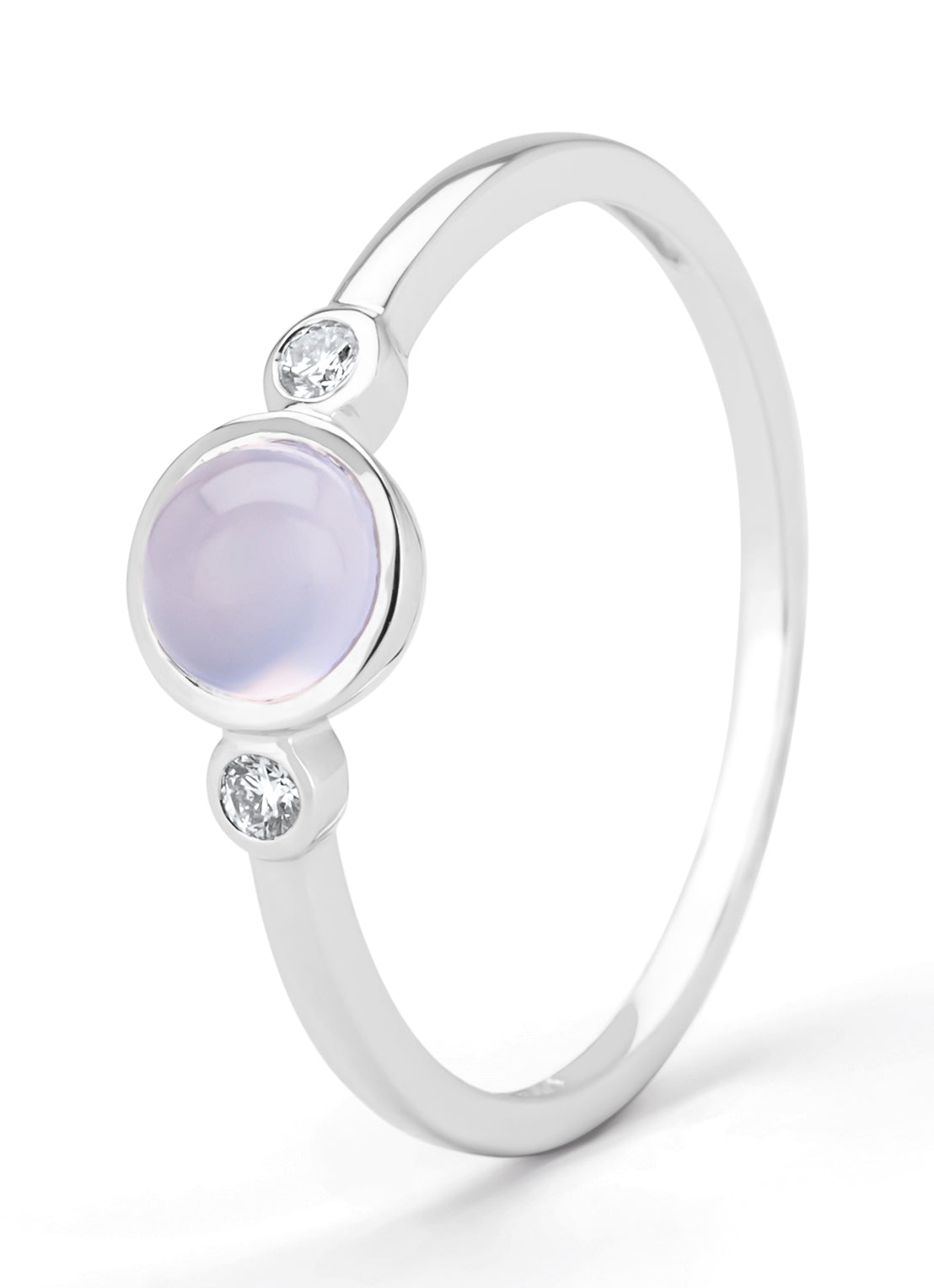 Witgouden ring, 0.65 ct blauwe chalcedoon, Little Drops