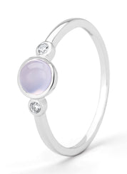 Witgouden ring, 0.65 ct blauwe chalcedoon, Little Drops