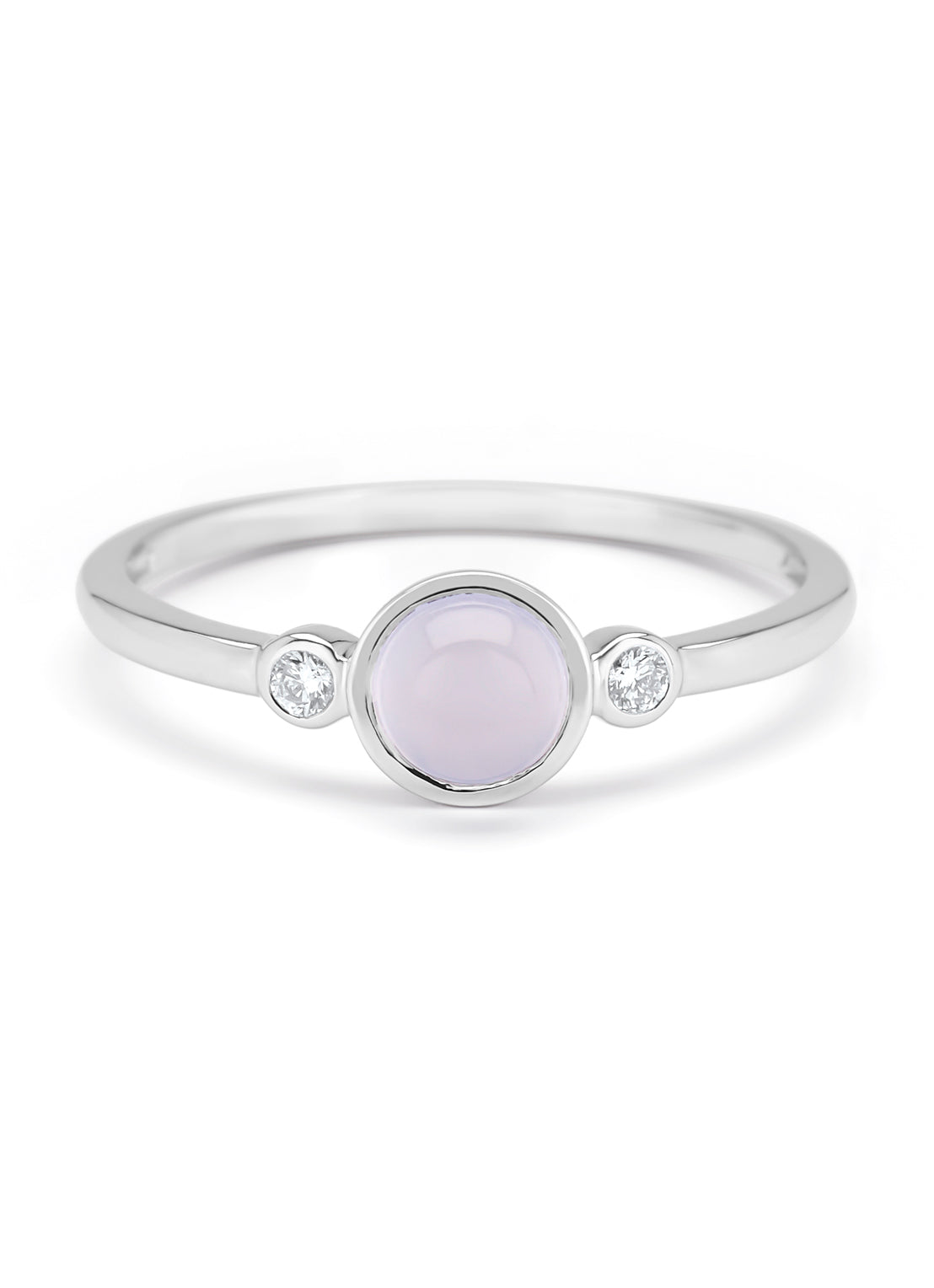 White gold ring, 0.65 ct blue Chalcedone, Little Drops