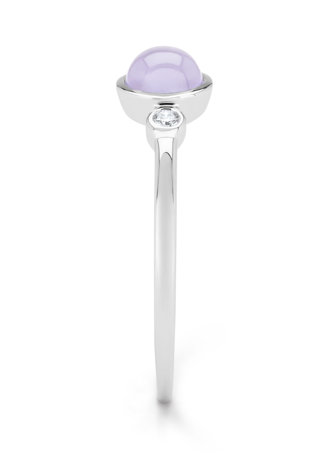 White gold ring, 0.65 ct blue Chalcedone, Little Drops