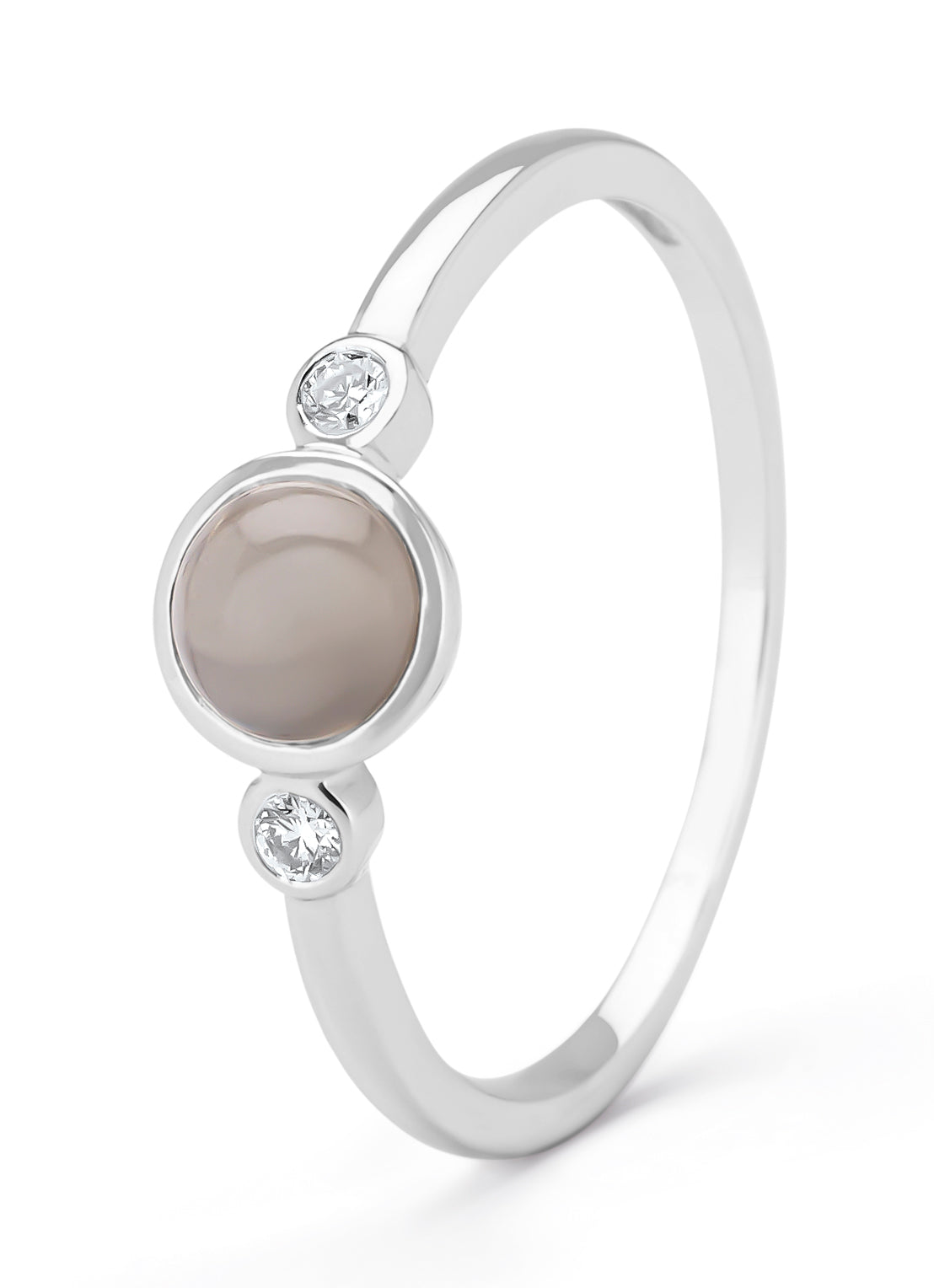 Witgouden ring, 0.58 ct maansteen, Little Drops