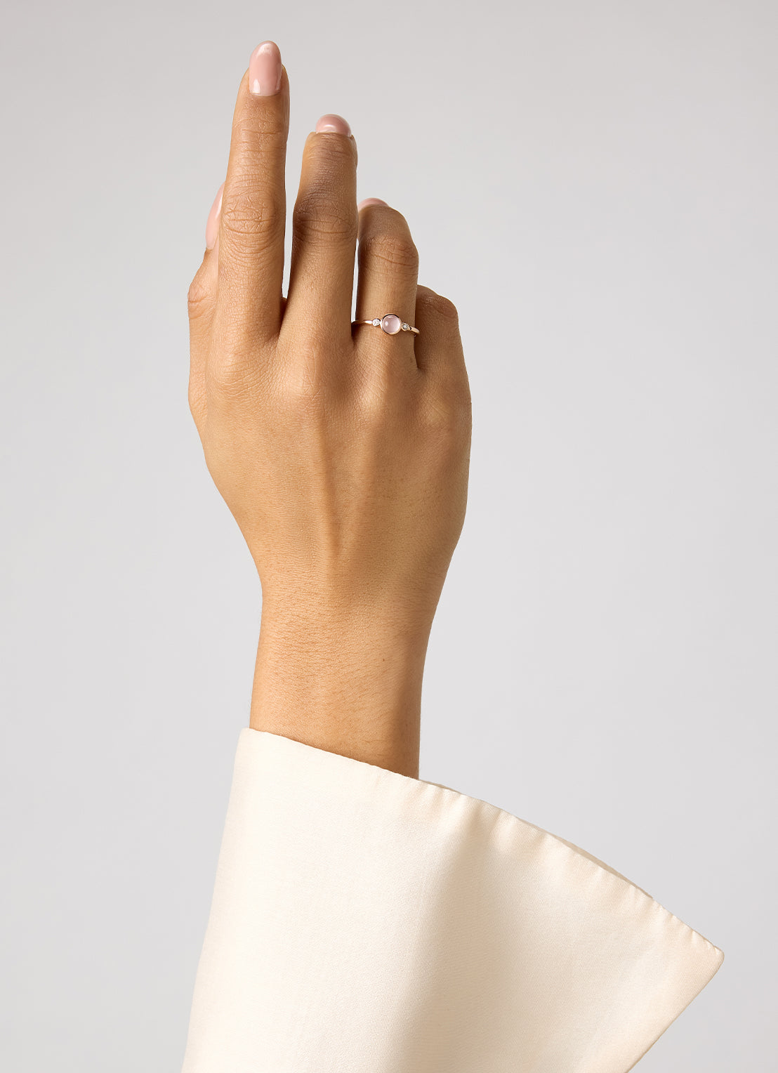 Roségouden ring, 0.54 ct rozenkwarts, Little Drops
