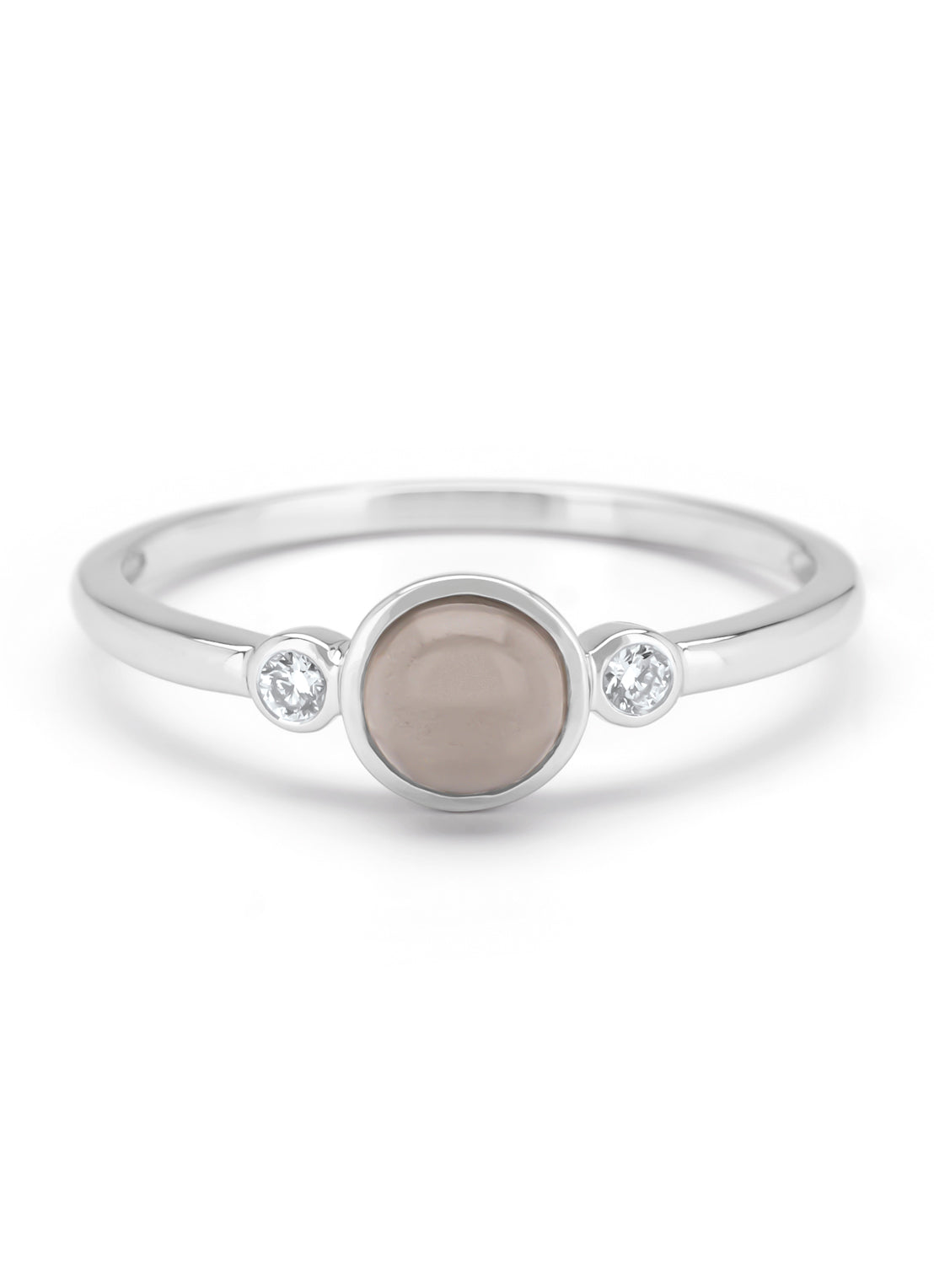 Witgouden ring, 0.58 ct maansteen, Little Drops