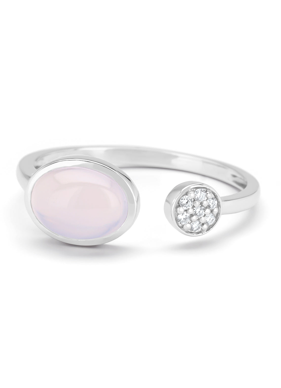 White gold ring, 1.19 CT Blue Chalcedone, Little Drops