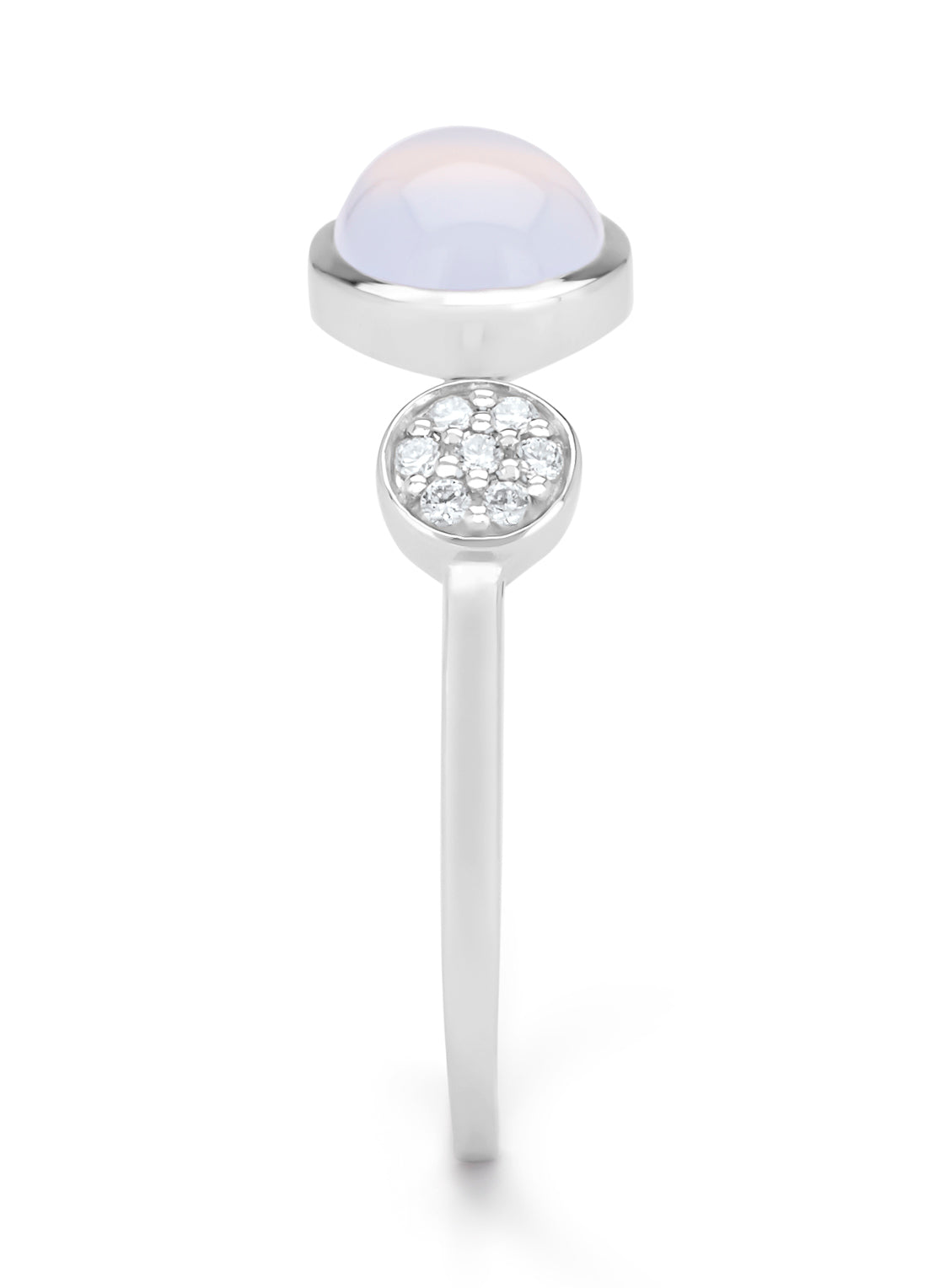 White gold ring, 1.19 CT Blue Chalcedone, Little Drops