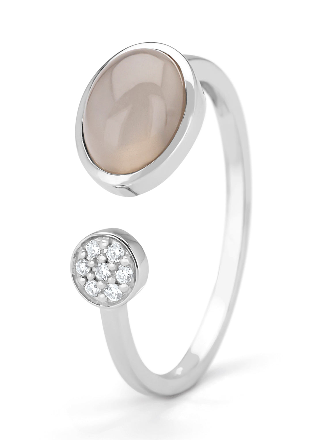 Witgouden ring, 1.24 ct maansteen, Little Drops