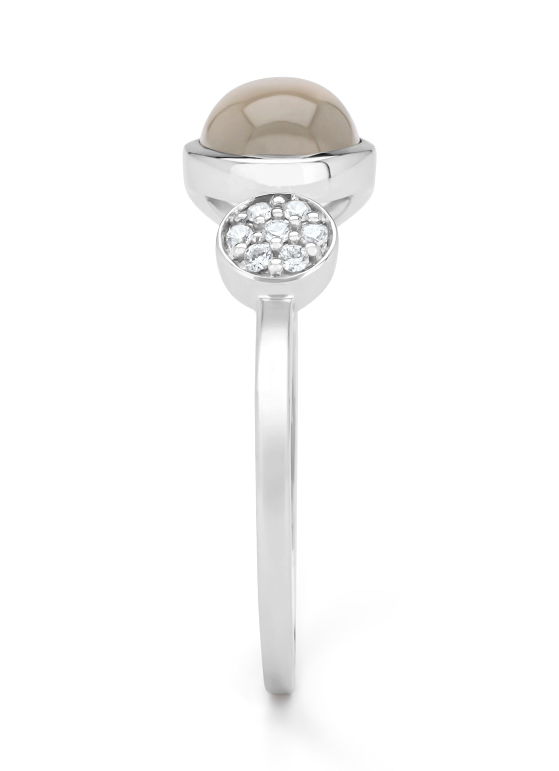 Witgouden ring, 1.24 ct maansteen, Little Drops