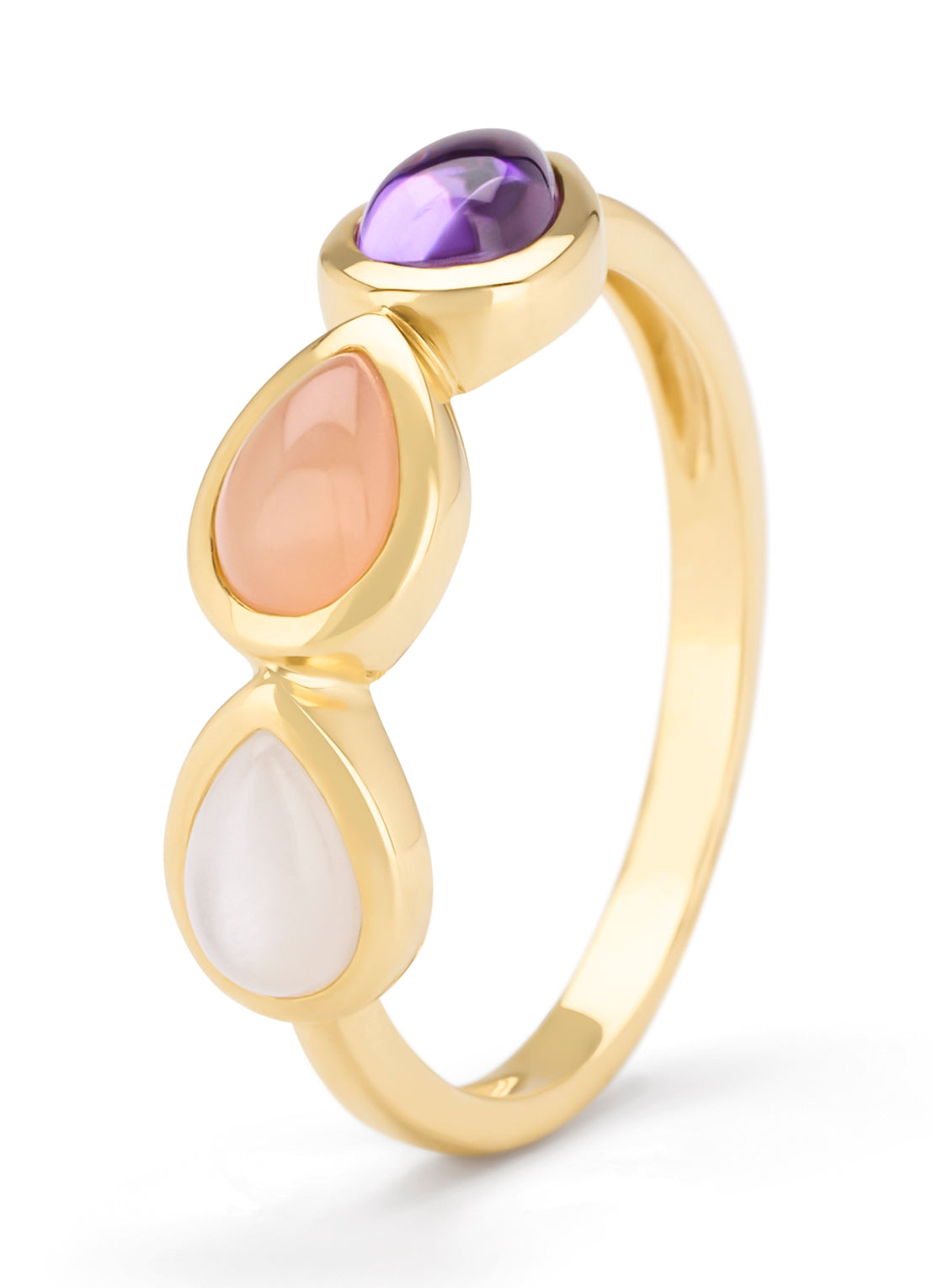 Geelgouden ring, 0.47 ct kwarts, Little Drops