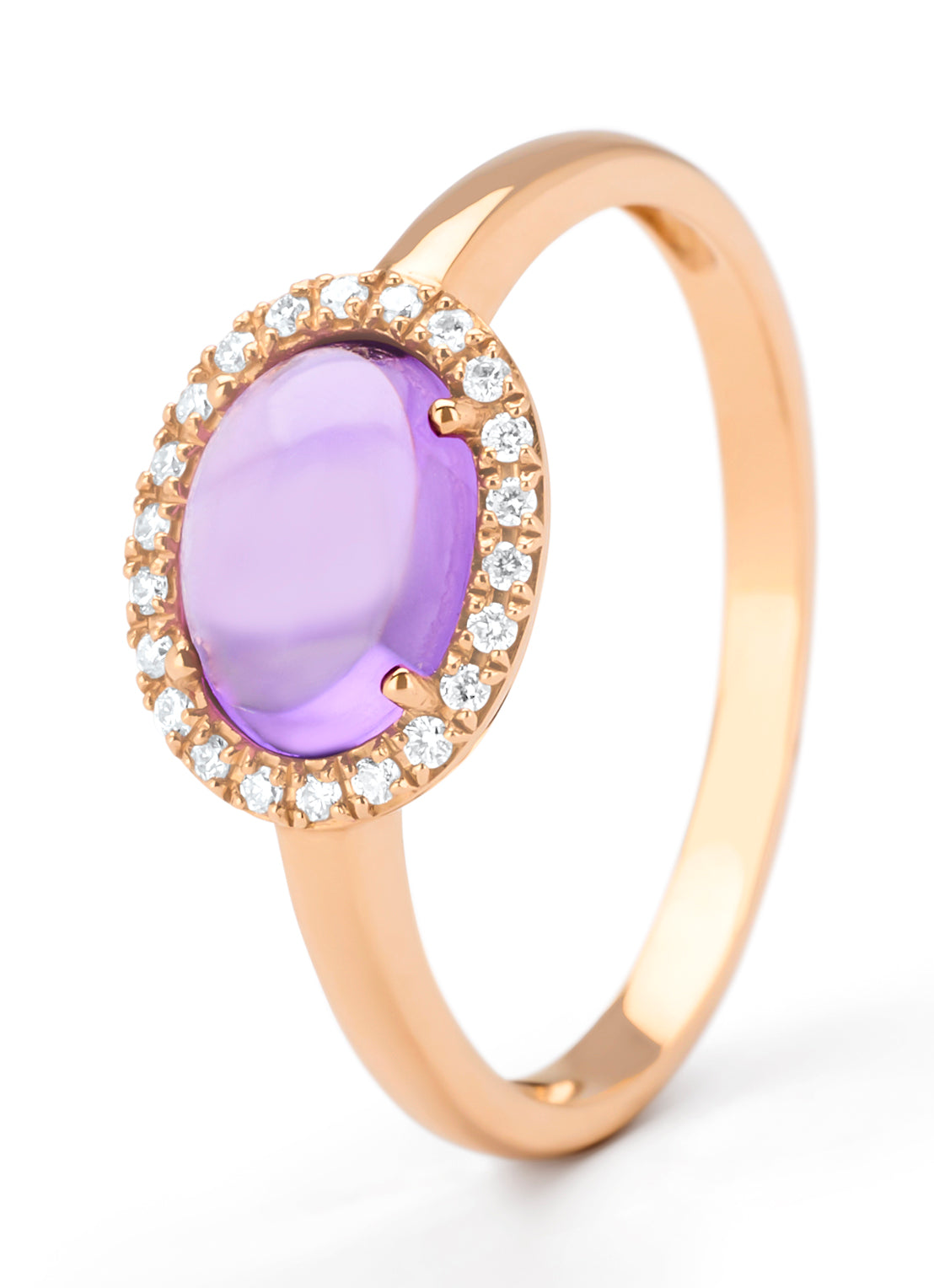 Roségouden Ring, 1.20 CT Purple Amethist, Little Drops