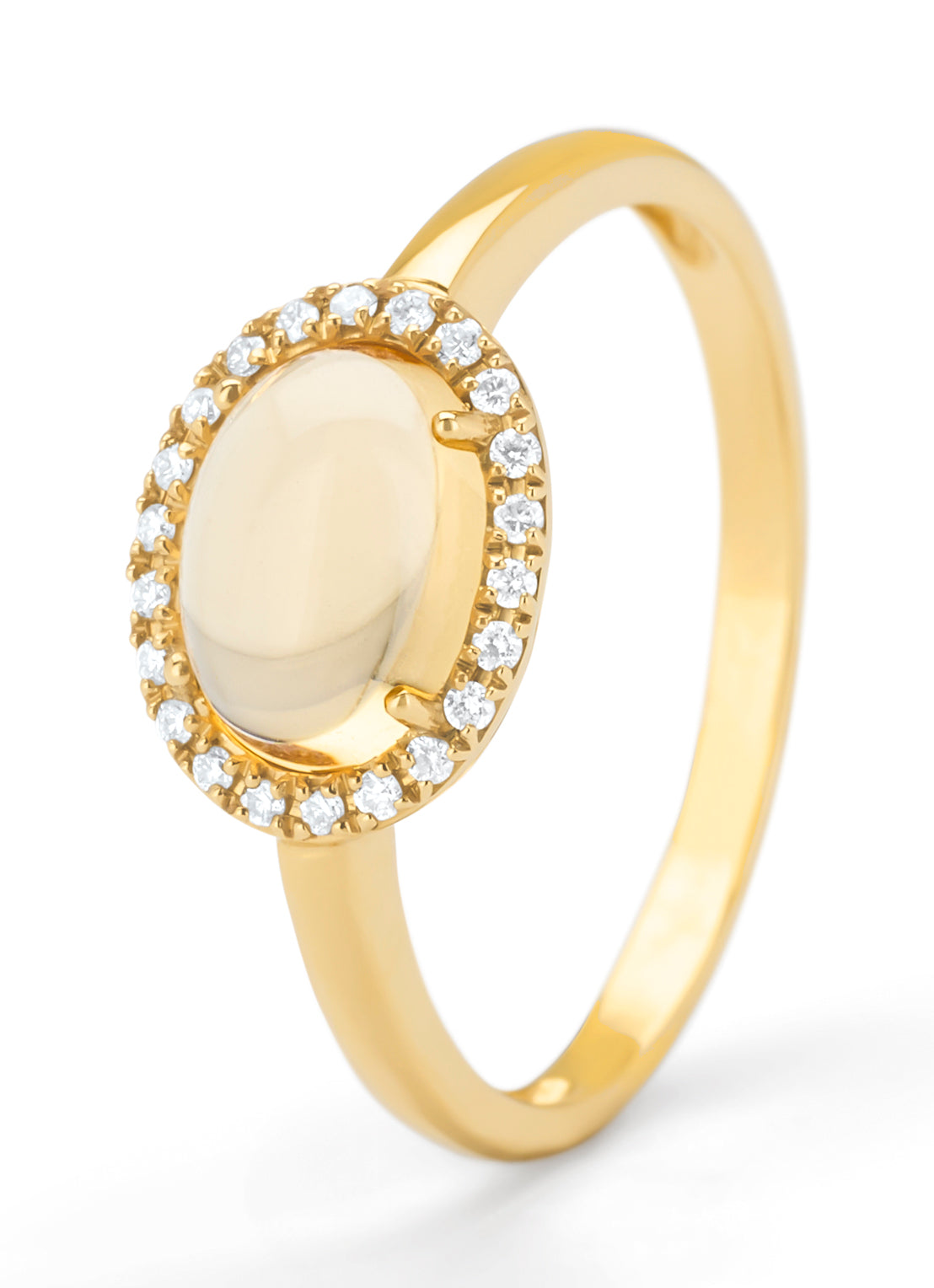 Yellow gold ring, 1.23 ct citrien, little drops
