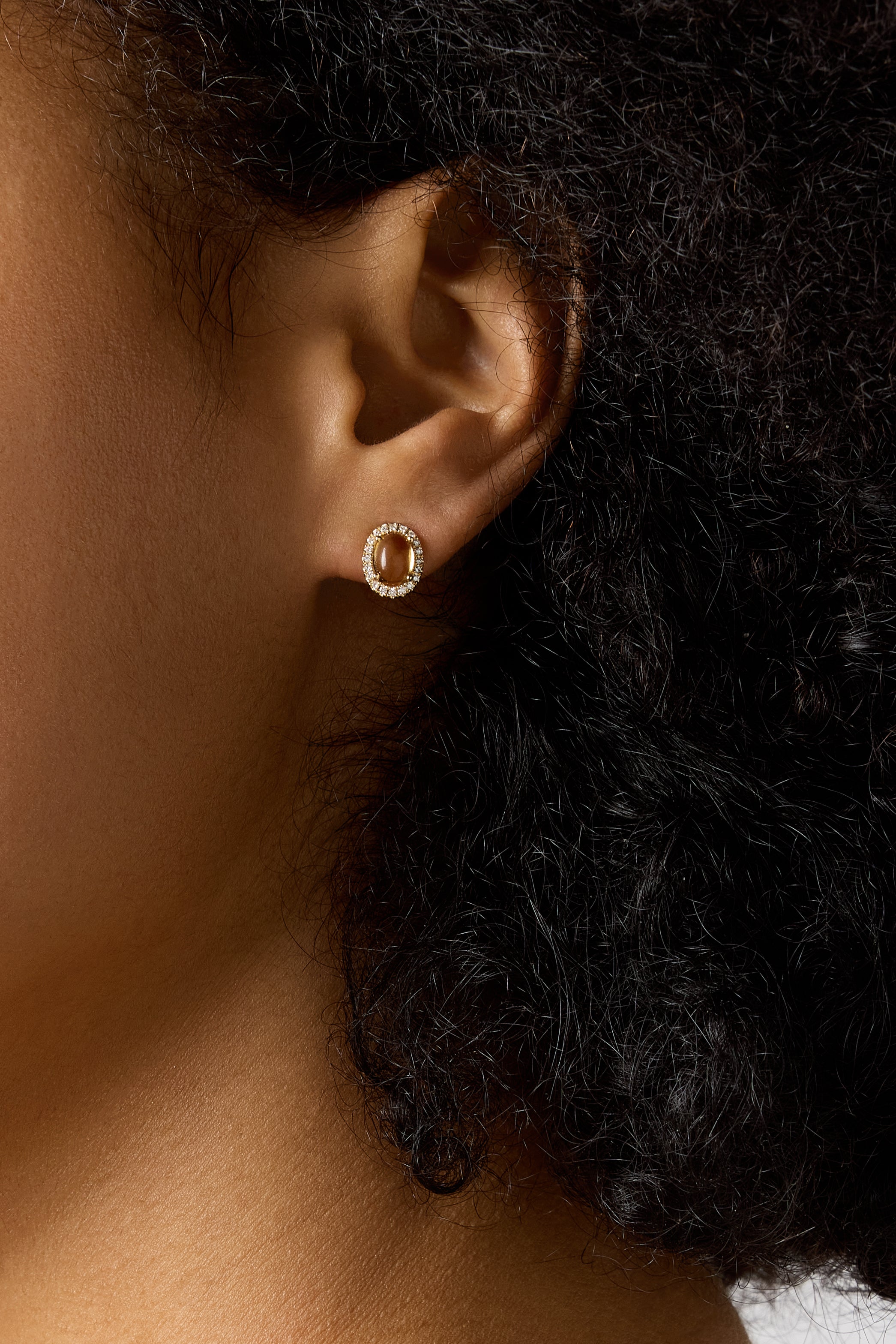 Yellow gold ear jewelry, 3.12 ct citrien, little drops