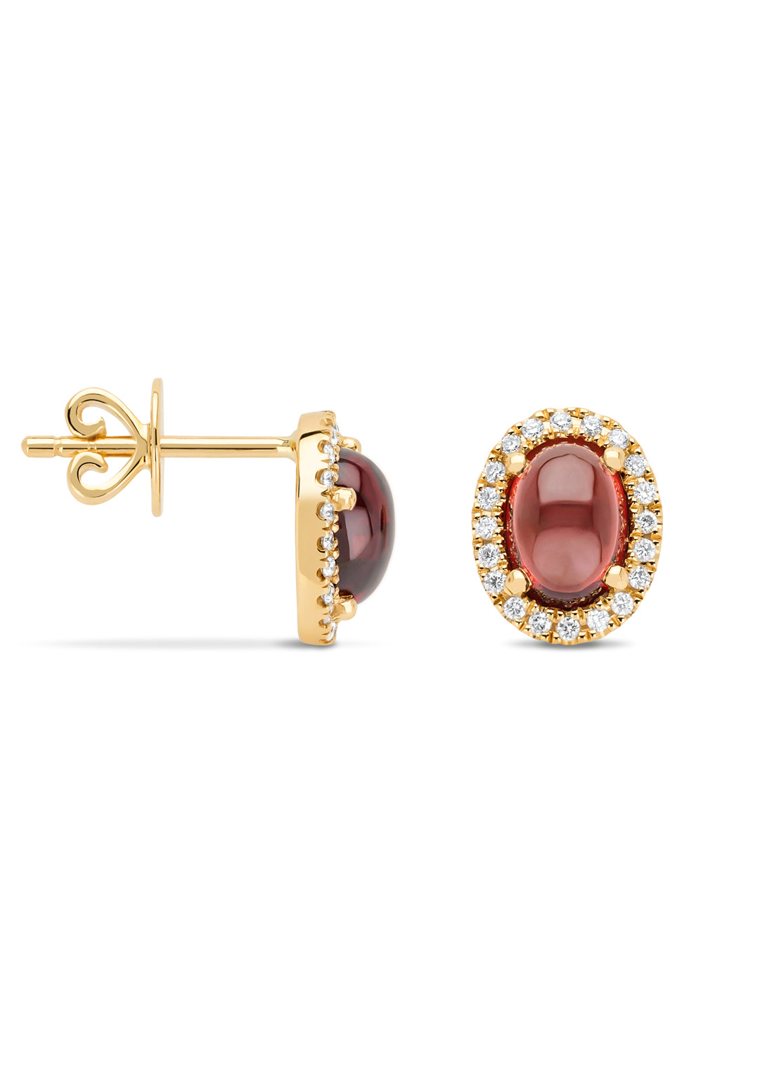 Yellow gold ear jewelry, 2.23 ct grenade, Little Drops