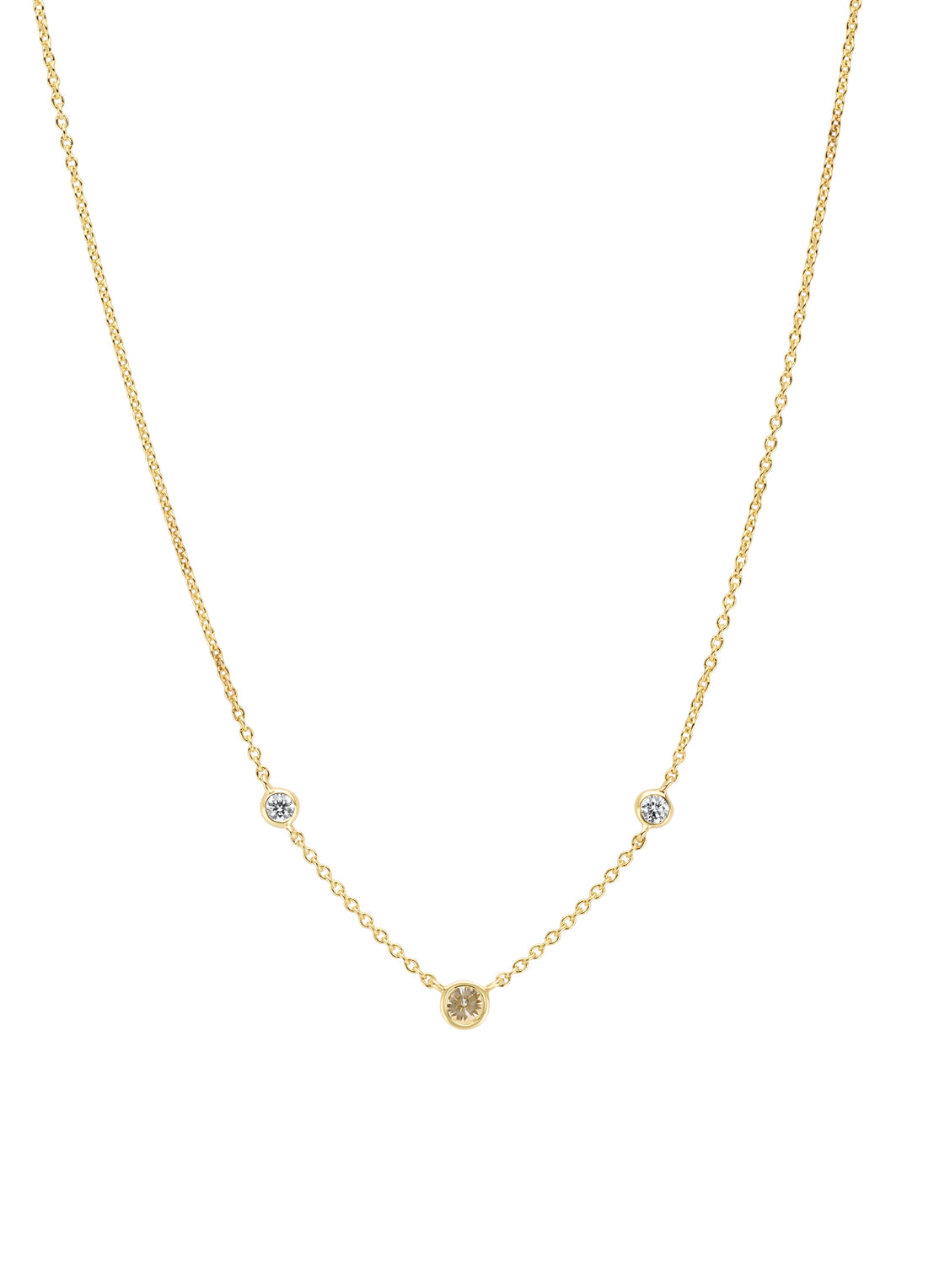 Geelgouden collier, 0.17 ct diamant, Birthstones