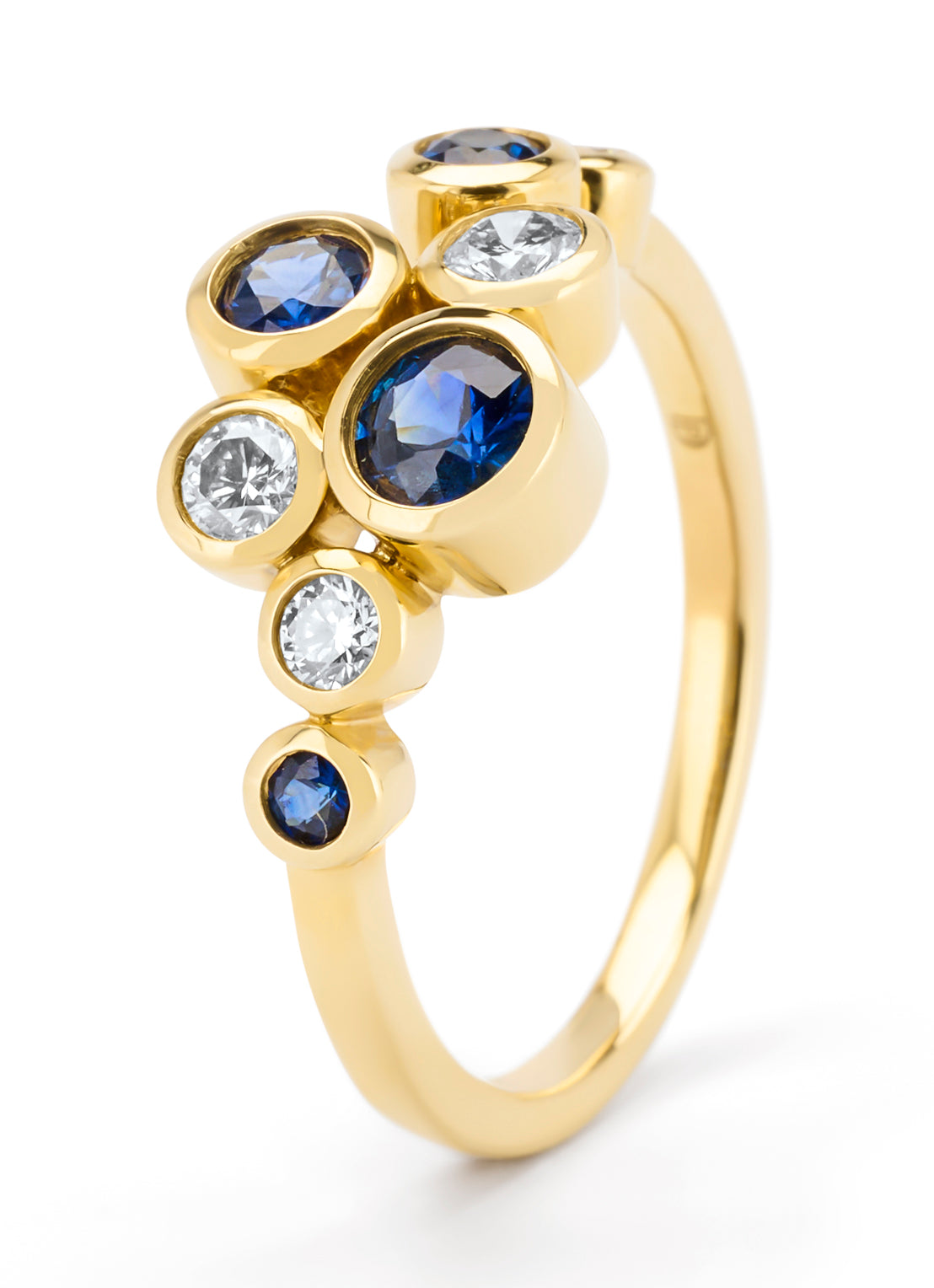 Geelgouden ring, 0.59 ct blauwe saffier, Majestic