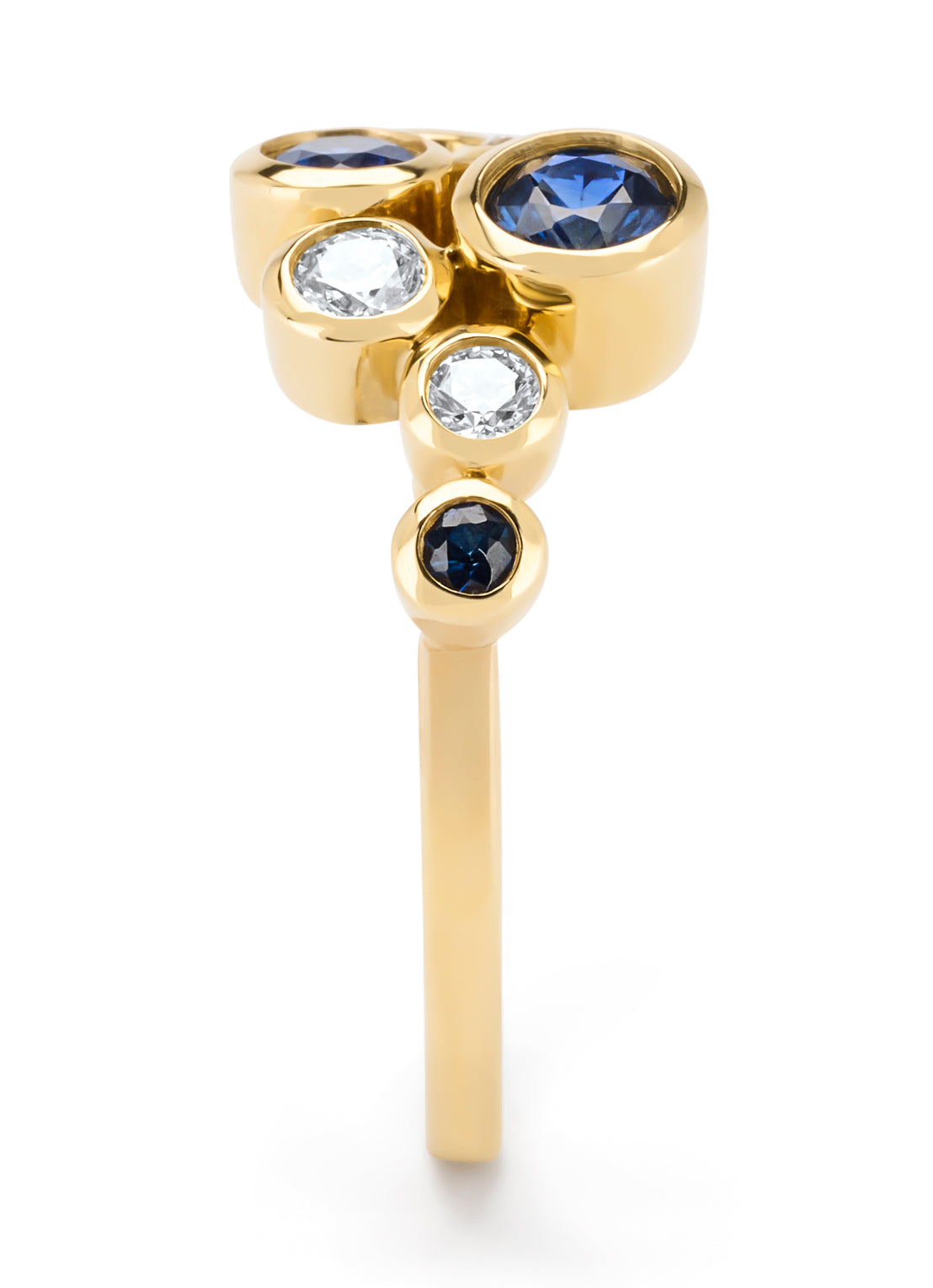 Geelgouden ring, 0.59 ct blauwe saffier, Majestic