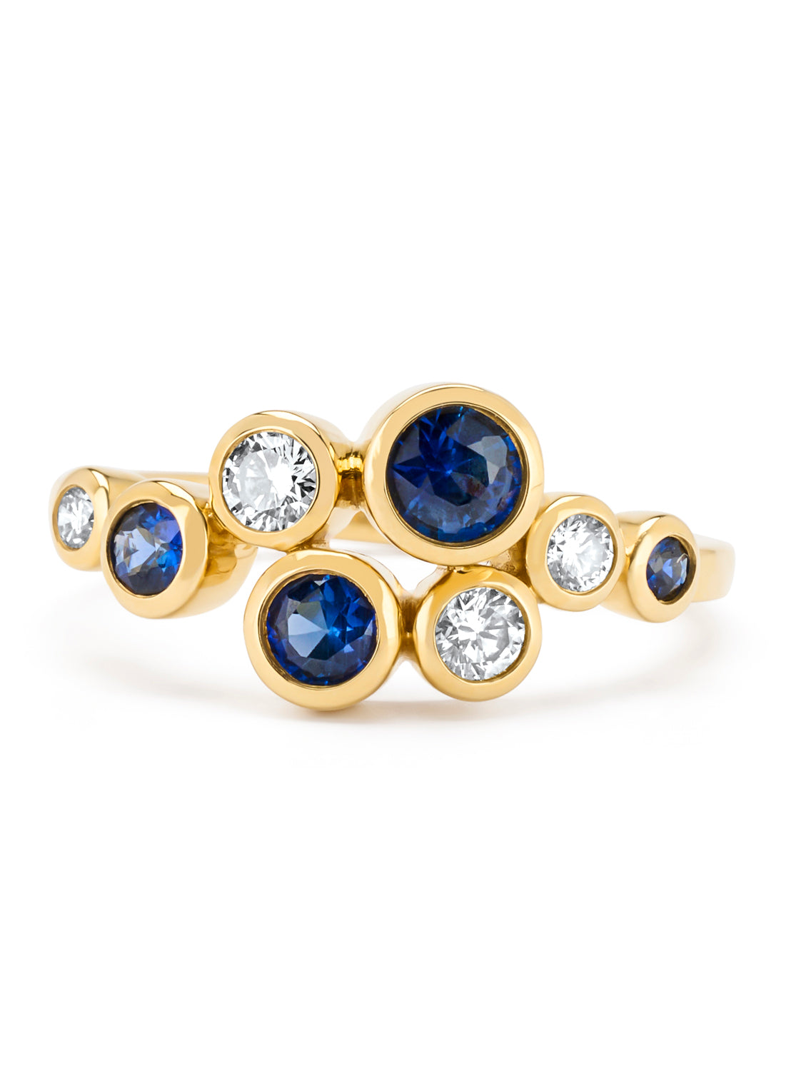 Geelgouden ring, 0.59 ct blauwe saffier, Majestic