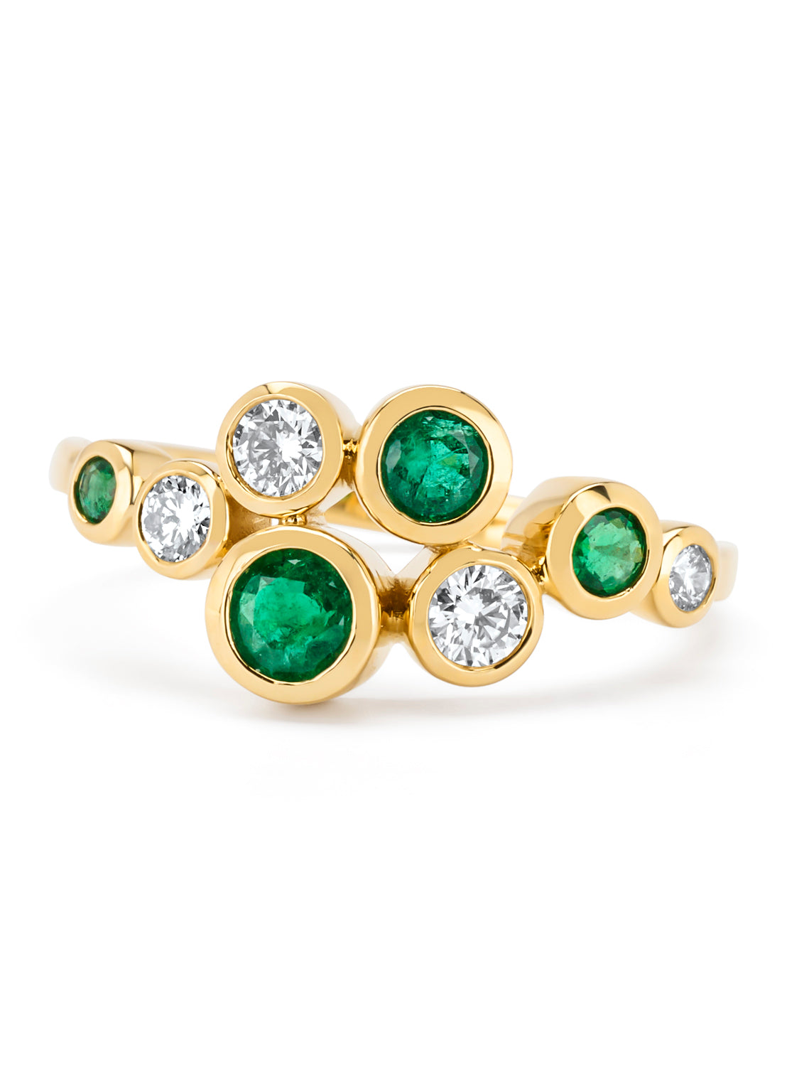 Geelgouden ring, 0.50 ct smaragd, Majestic