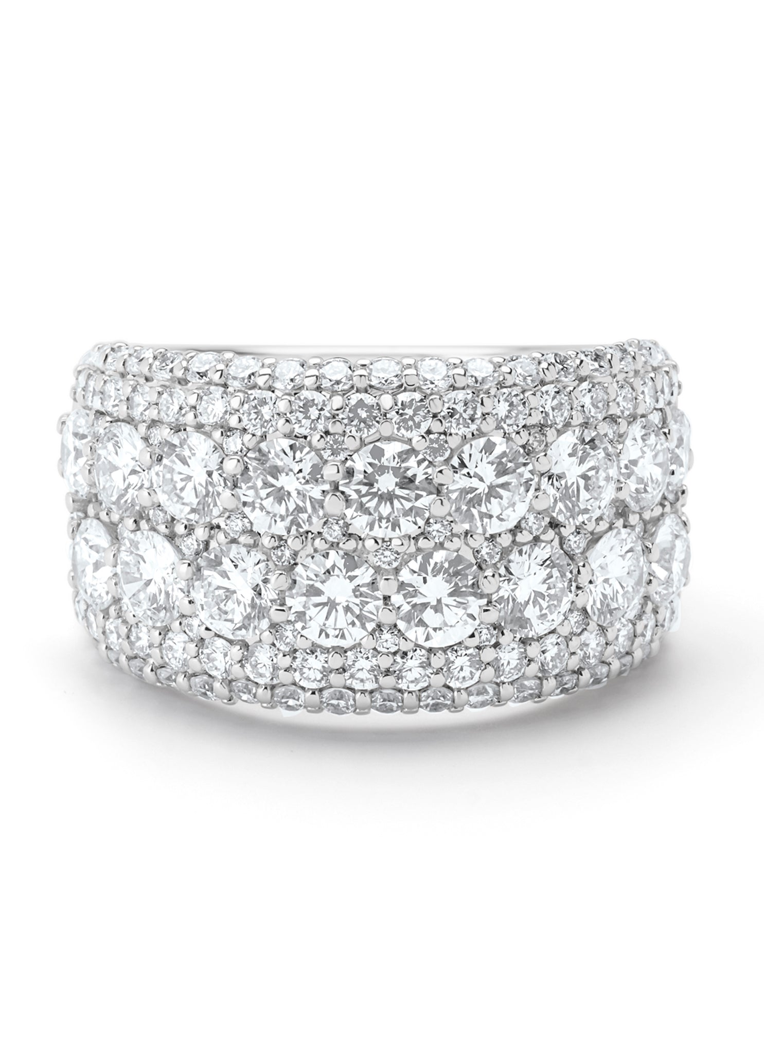 Witgouden ring, 3.28 ct diamant, Caviar