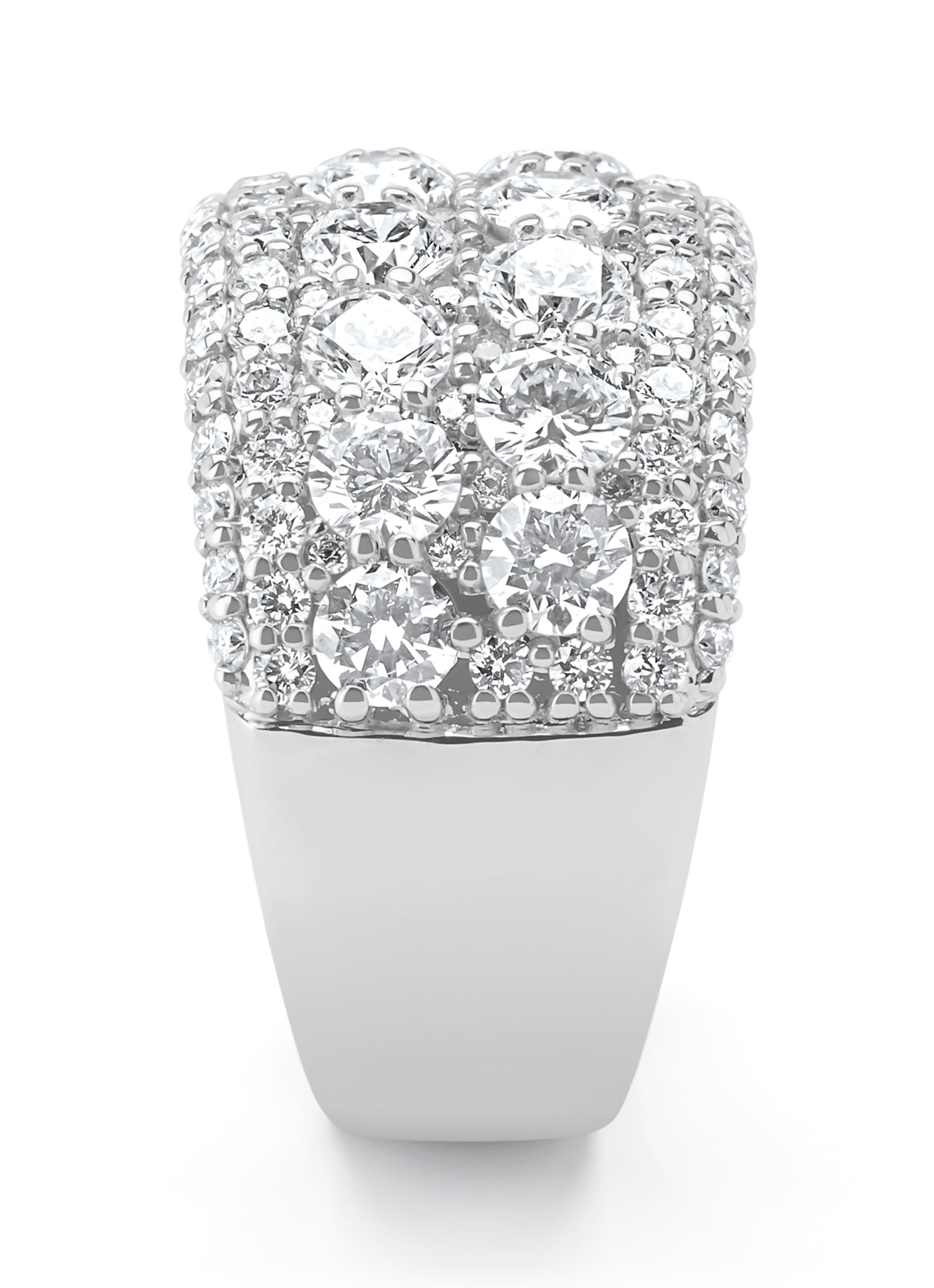 Witgouden ring, 3.28 ct diamant, Caviar