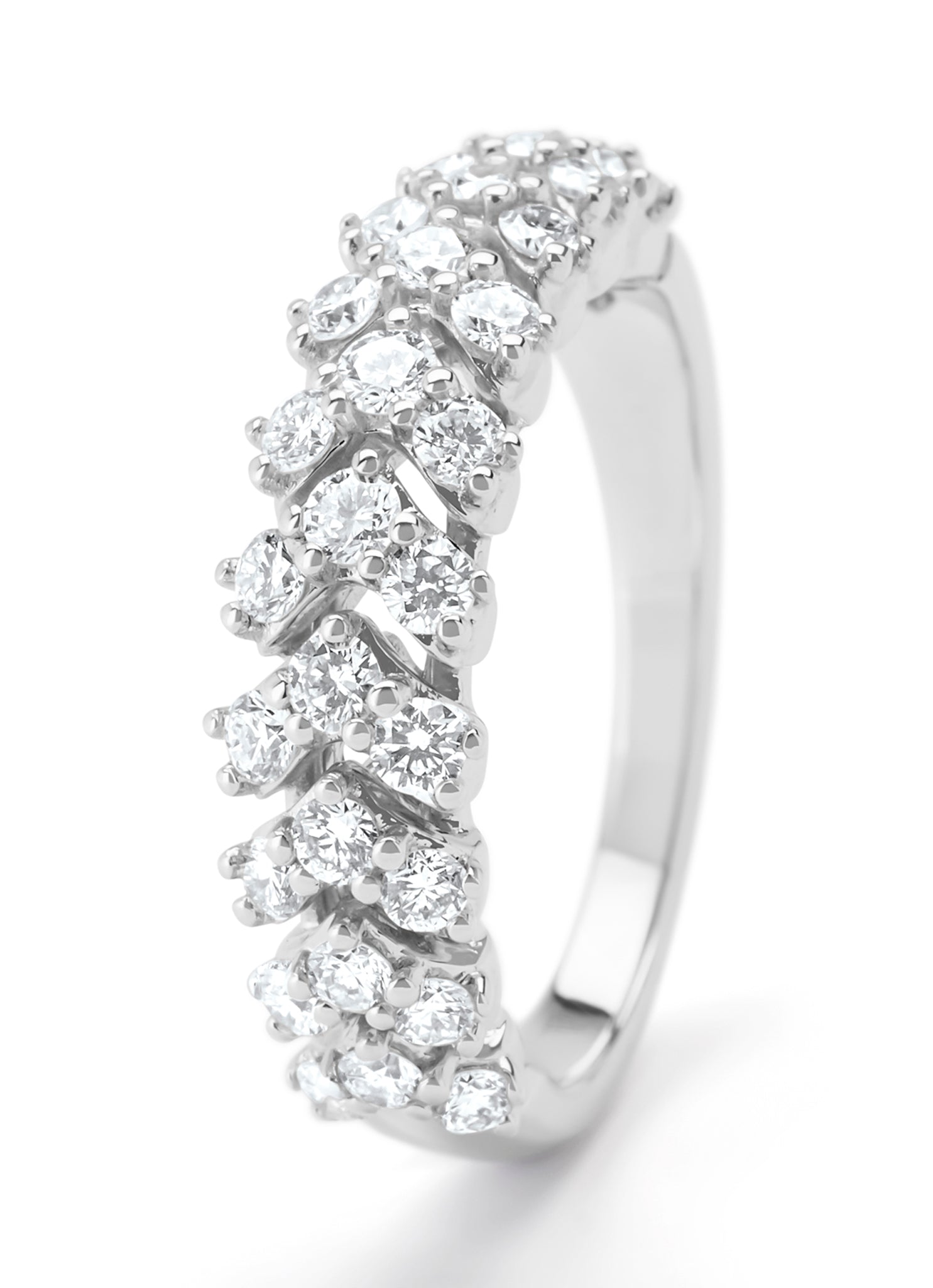 White gold ring, 0.88 ct diamond, gallery