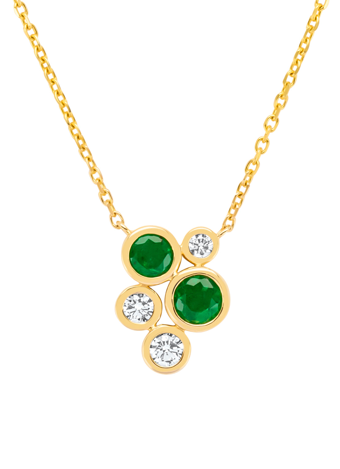 Geelgouden collier, 0.41 ct smaragd, Majestic