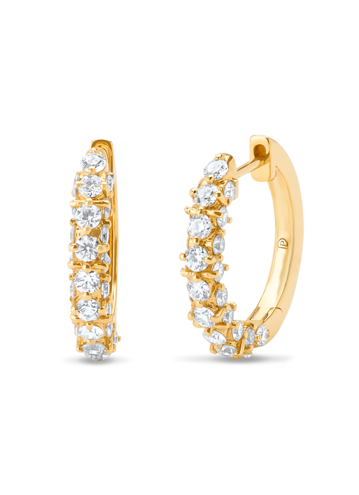 Yellow gold ear jewelry, 1.35 CT Diamond, Hearts & Arrows