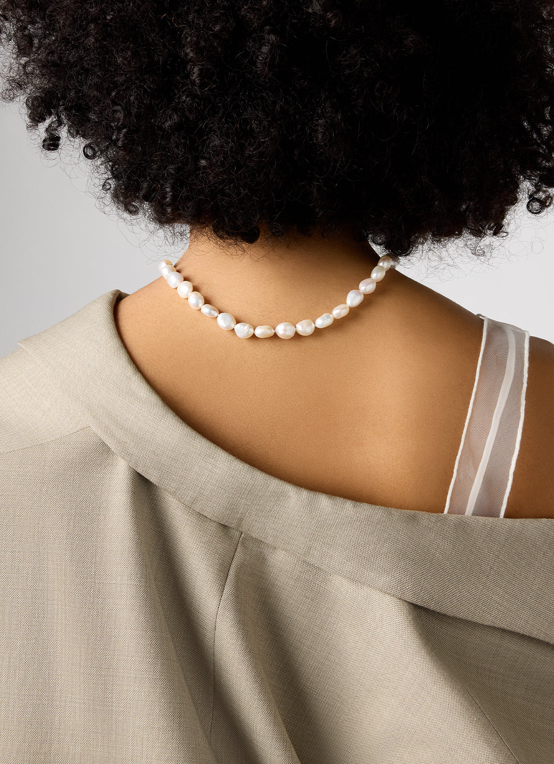 Geelgouden barok parelketting Rivièra 45 cm