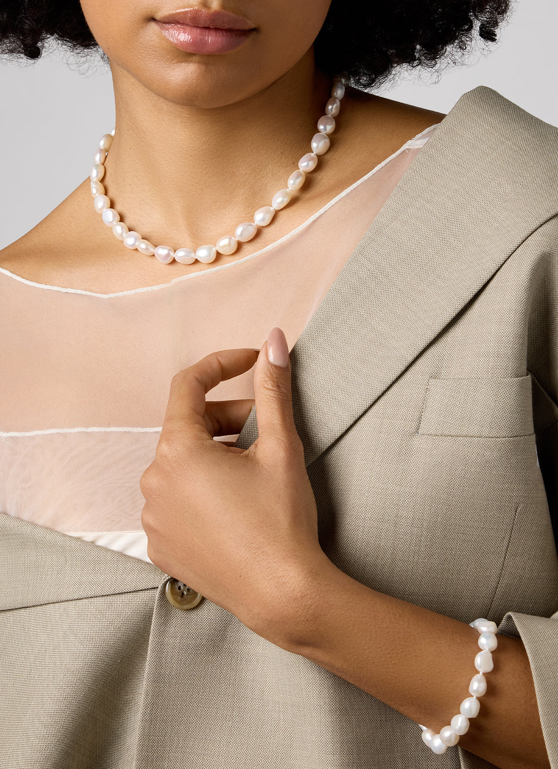 Geelgouden barok parelarmband Rivièra 19,5 cm