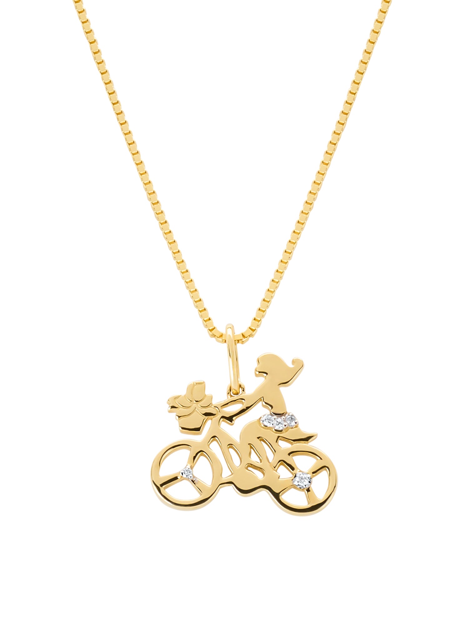 Geelgouden Fiets hanger, 0.02 ct diamant, Dutch icons