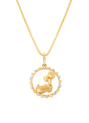 Yellow gold clog pendant, 0.03 ct diamond, Dutch Icons