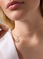 Yellow gold clog pendant, 0.03 ct diamond, Dutch Icons