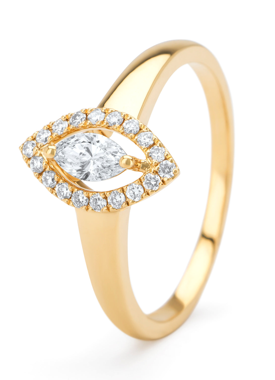 Geelgouden ring, 0.31 ct diamant, Petite Romance