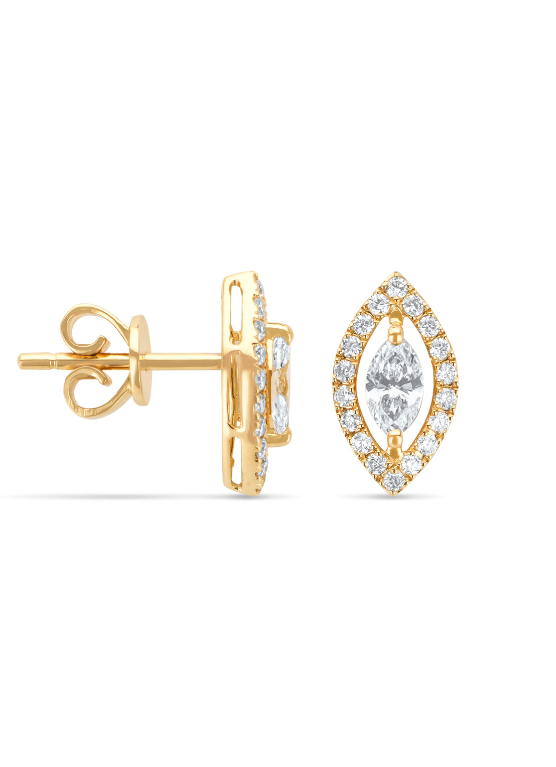 Geelgouden oorsieraden, 0.54 ct diamant, Petite Romance