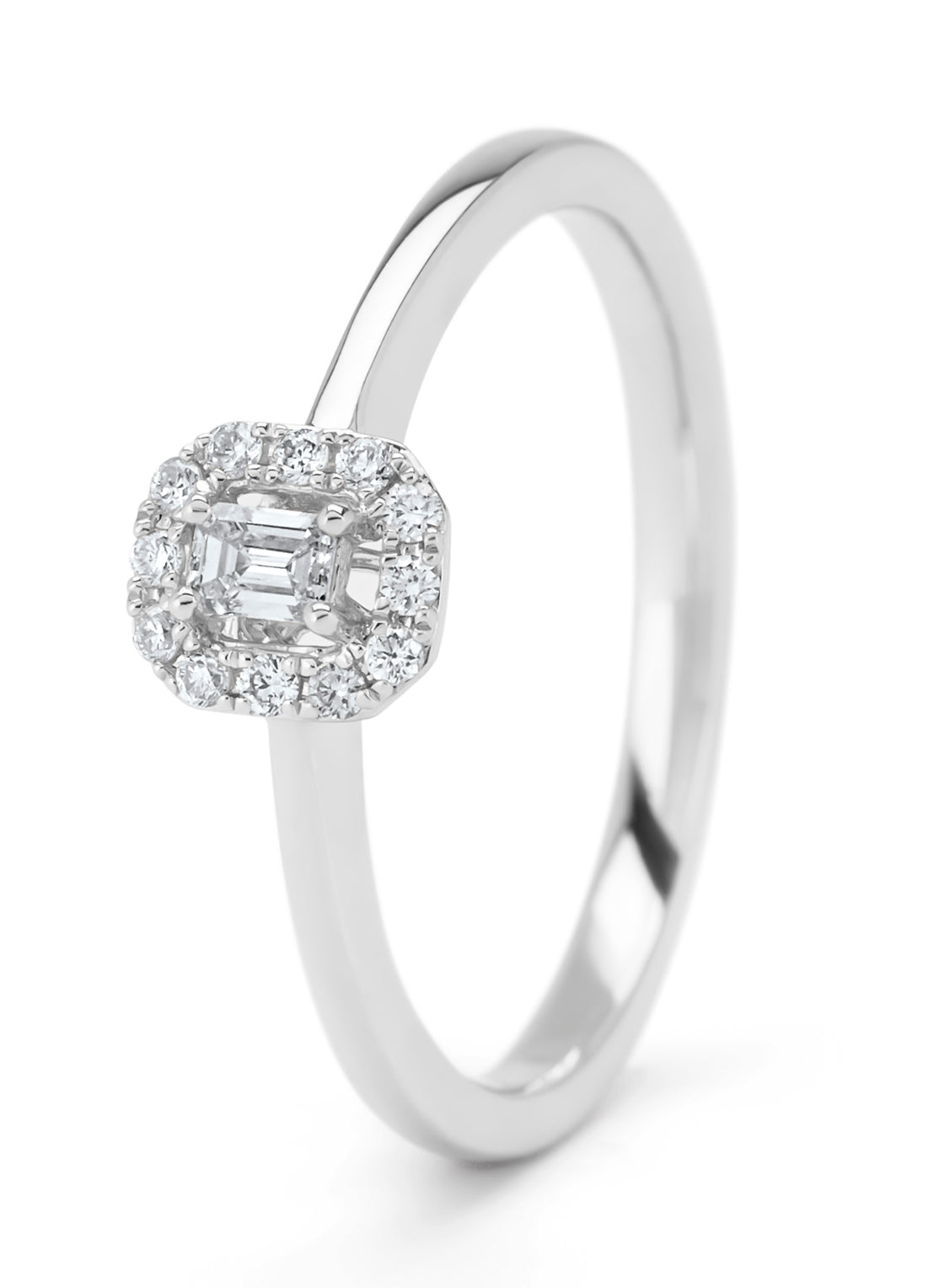 Witgouden ring, 0.19 ct diamant, Petite Romance