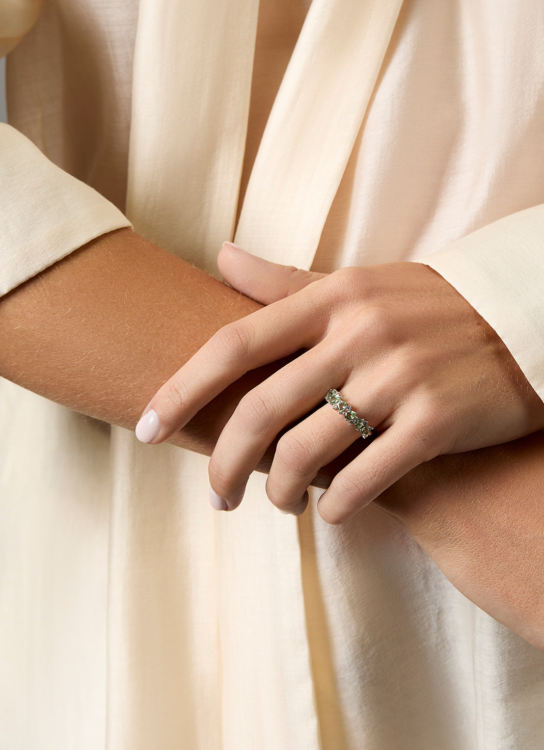 Geelgouden ring, 1.10 ct groene saffier, Eden