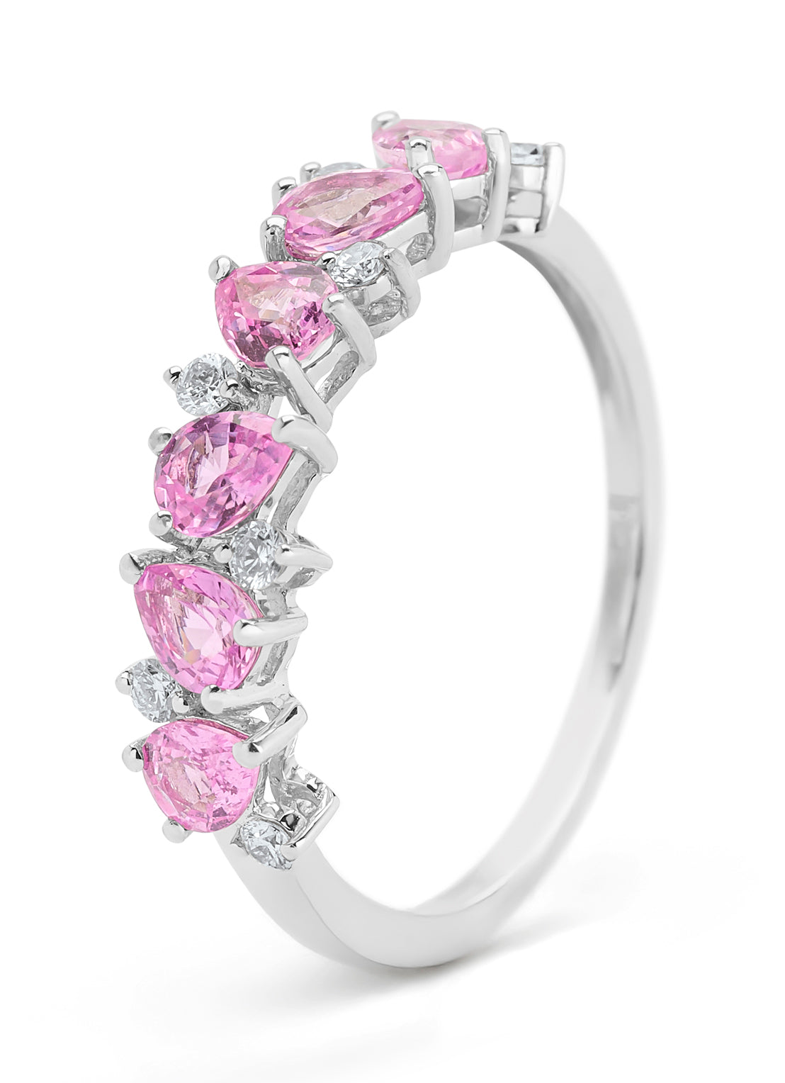 Witgouden ring, 1.19 ct roze saffier, Eden