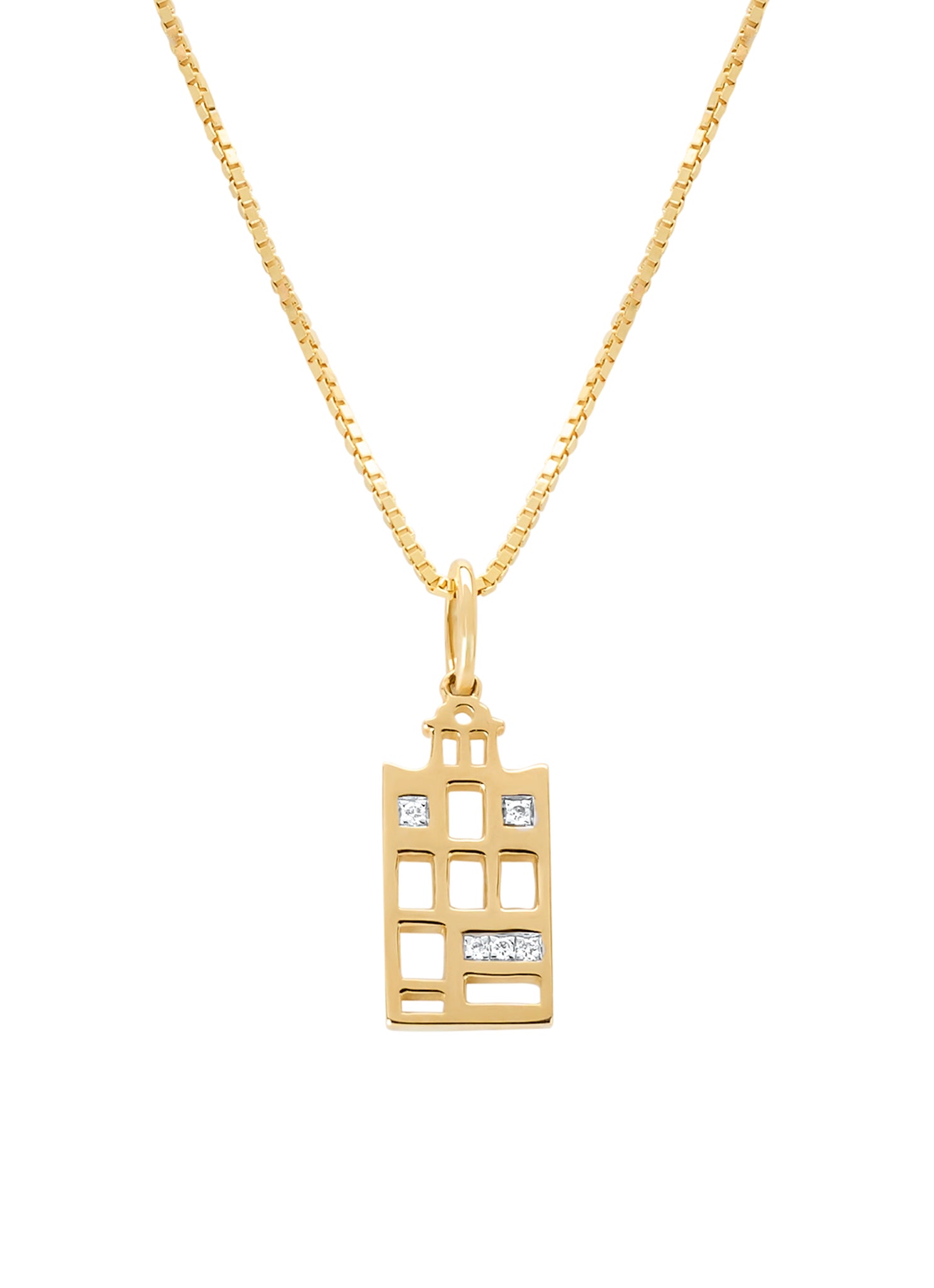 Geelgouden hanger, 0.02 ct diamant, Dutch icons