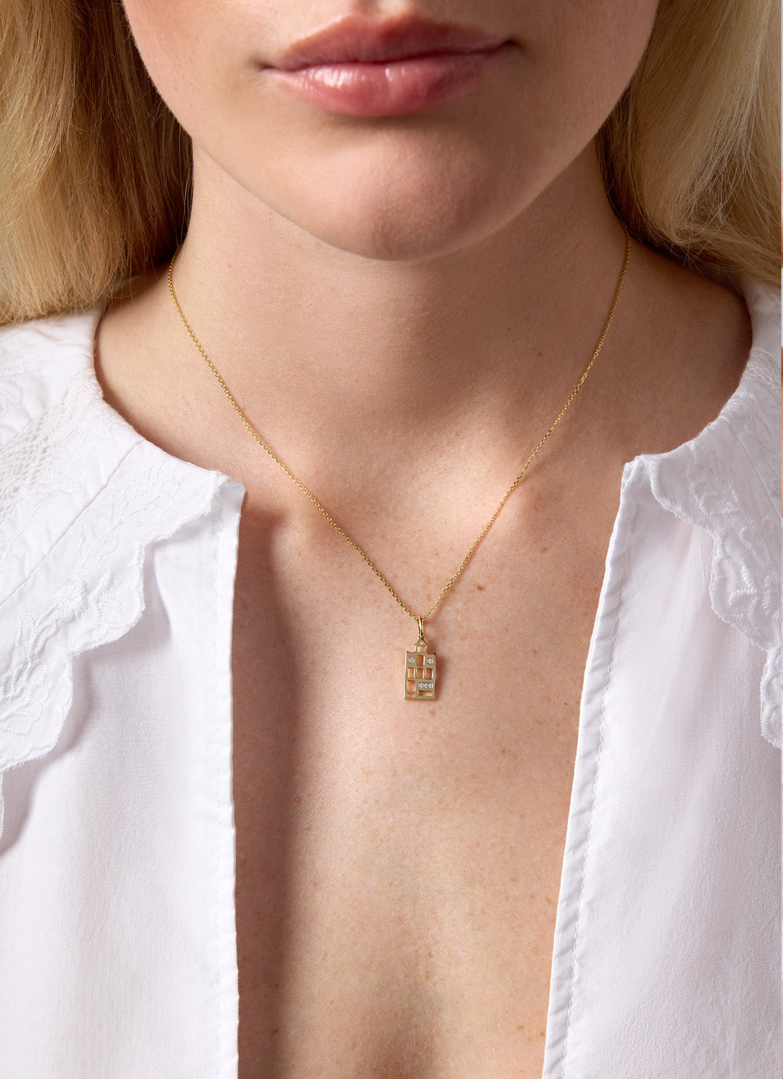 Geelgouden hanger, 0.02 ct diamant, Dutch icons