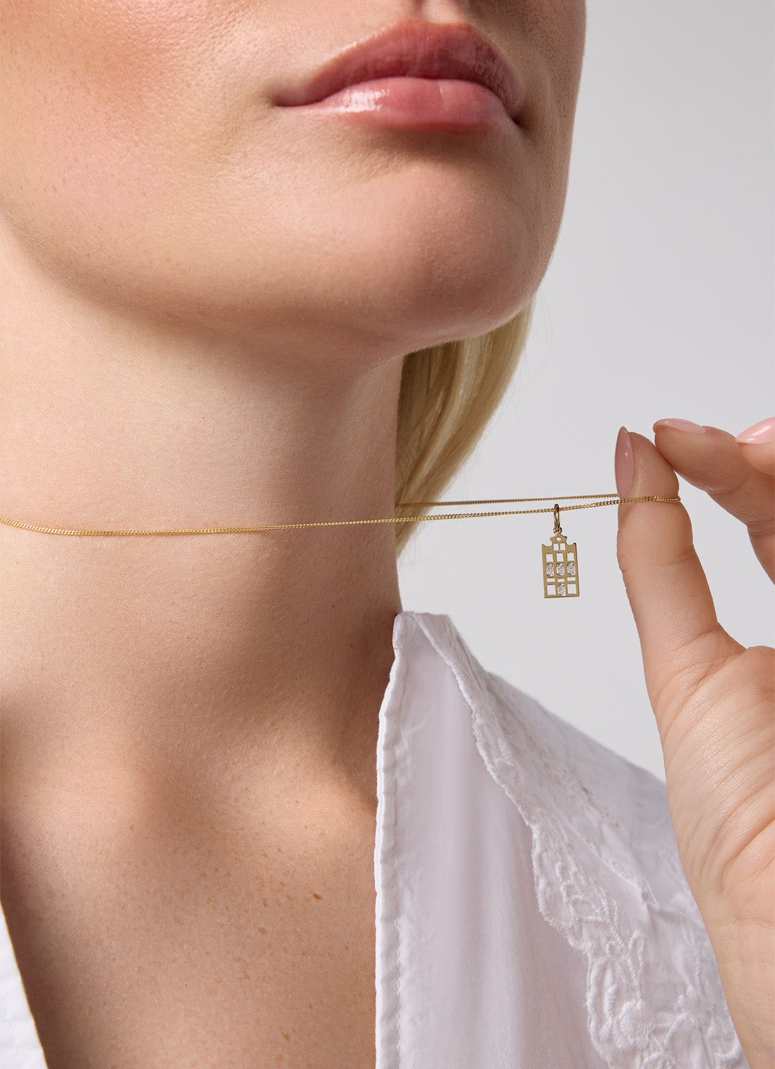 Geelgouden hanger, 0.03 ct diamant, Dutch icons