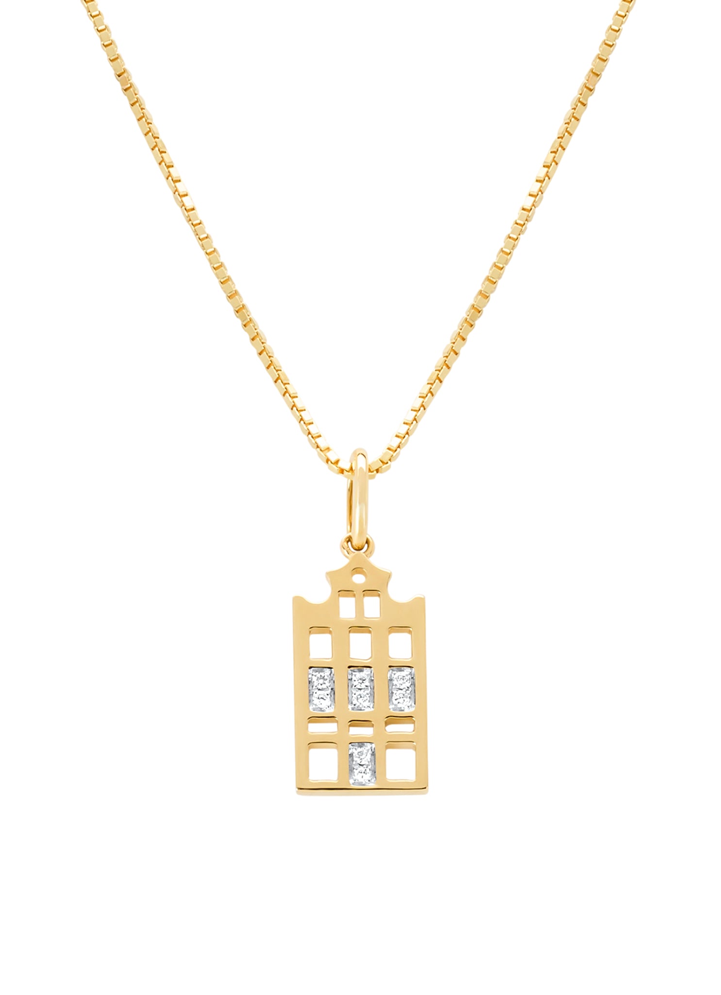 Geelgouden hanger, 0.03 ct diamant, Dutch icons