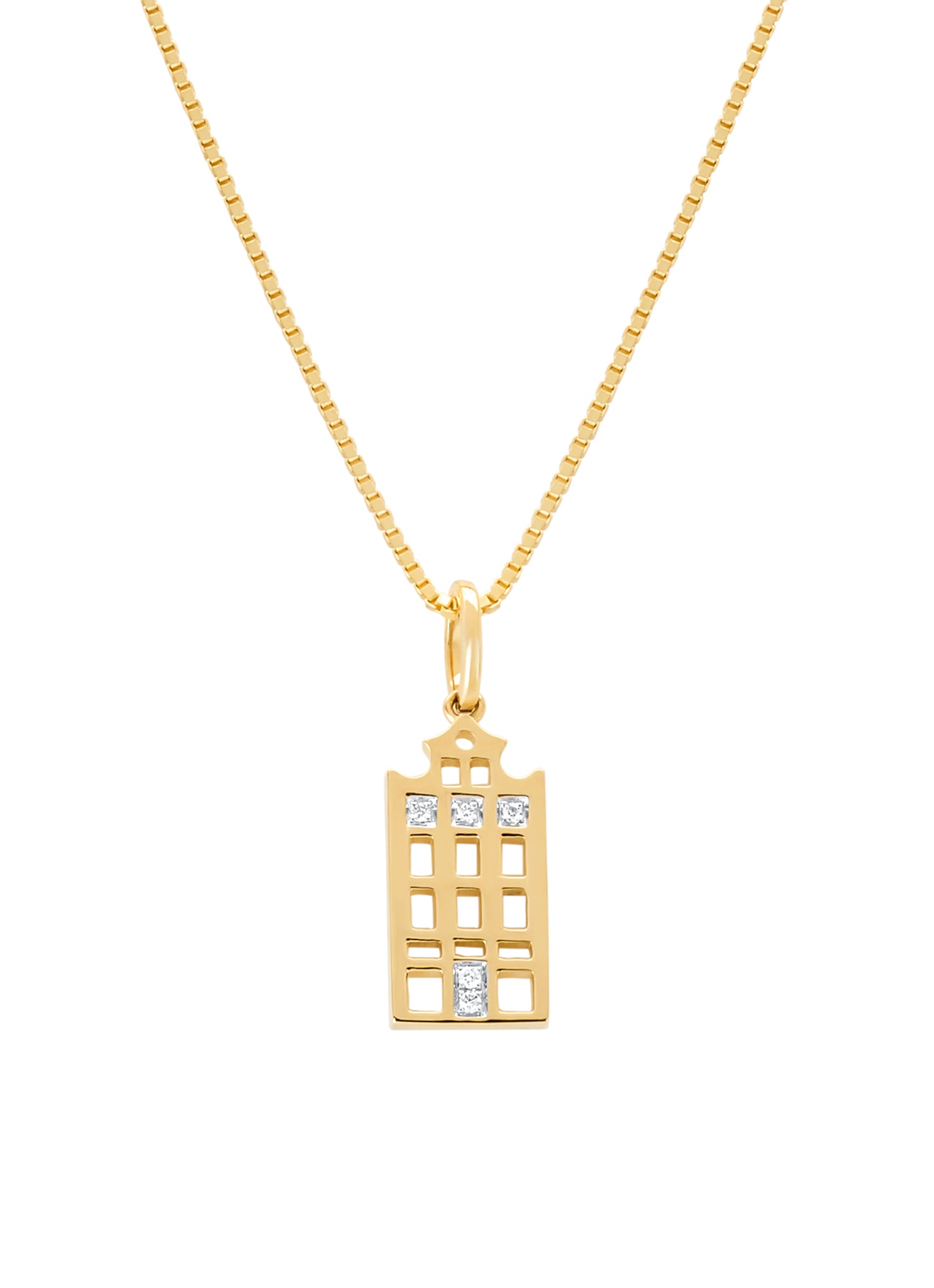 Yellow gold pendant, 0.02 ct diamond, Dutch icons