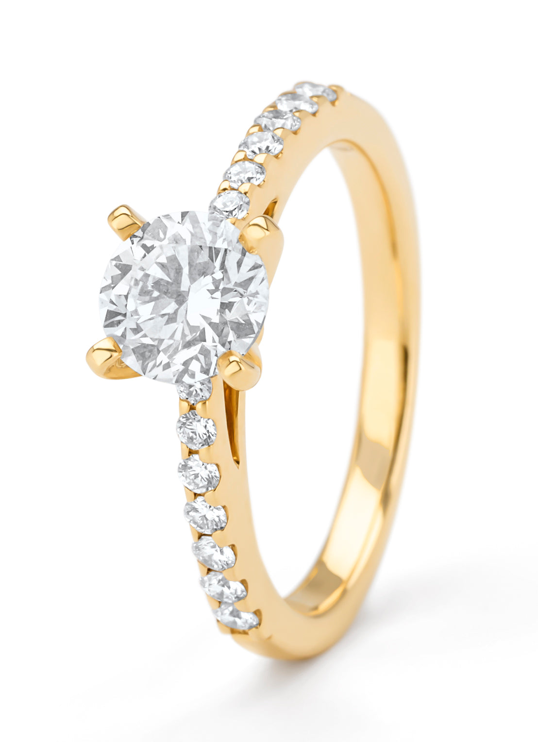 Yellow gold ring, 1.25 ct diamond, Solitair