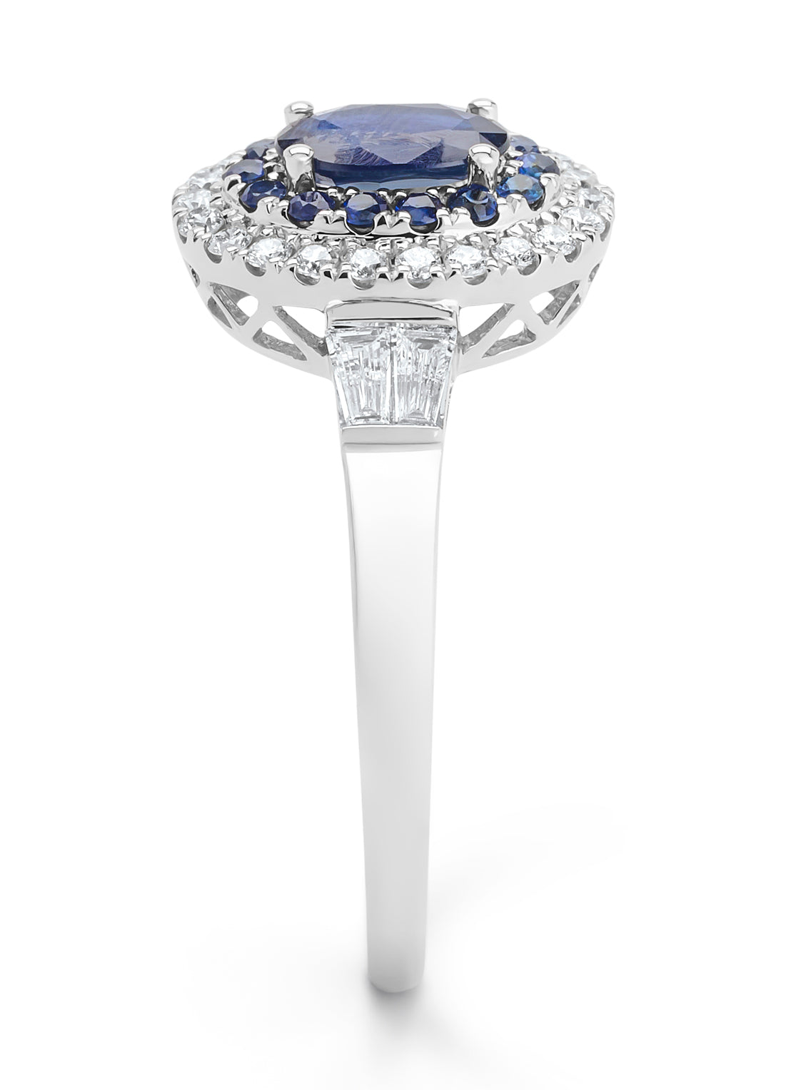 Witgouden ring, 0.65 ct blauwe saffier, Eden
