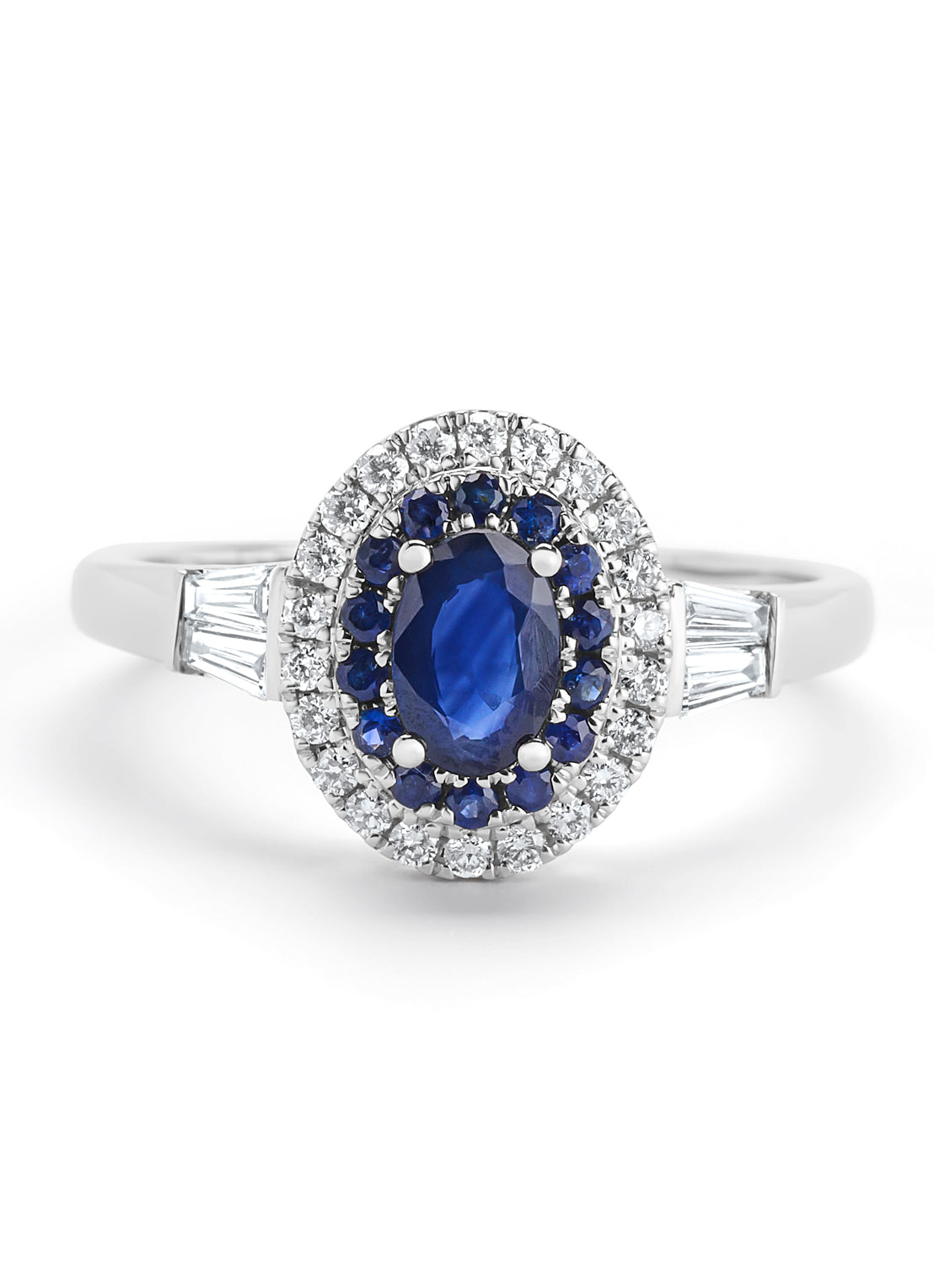 Witgouden ring, 0.65 ct blauwe saffier, Eden
