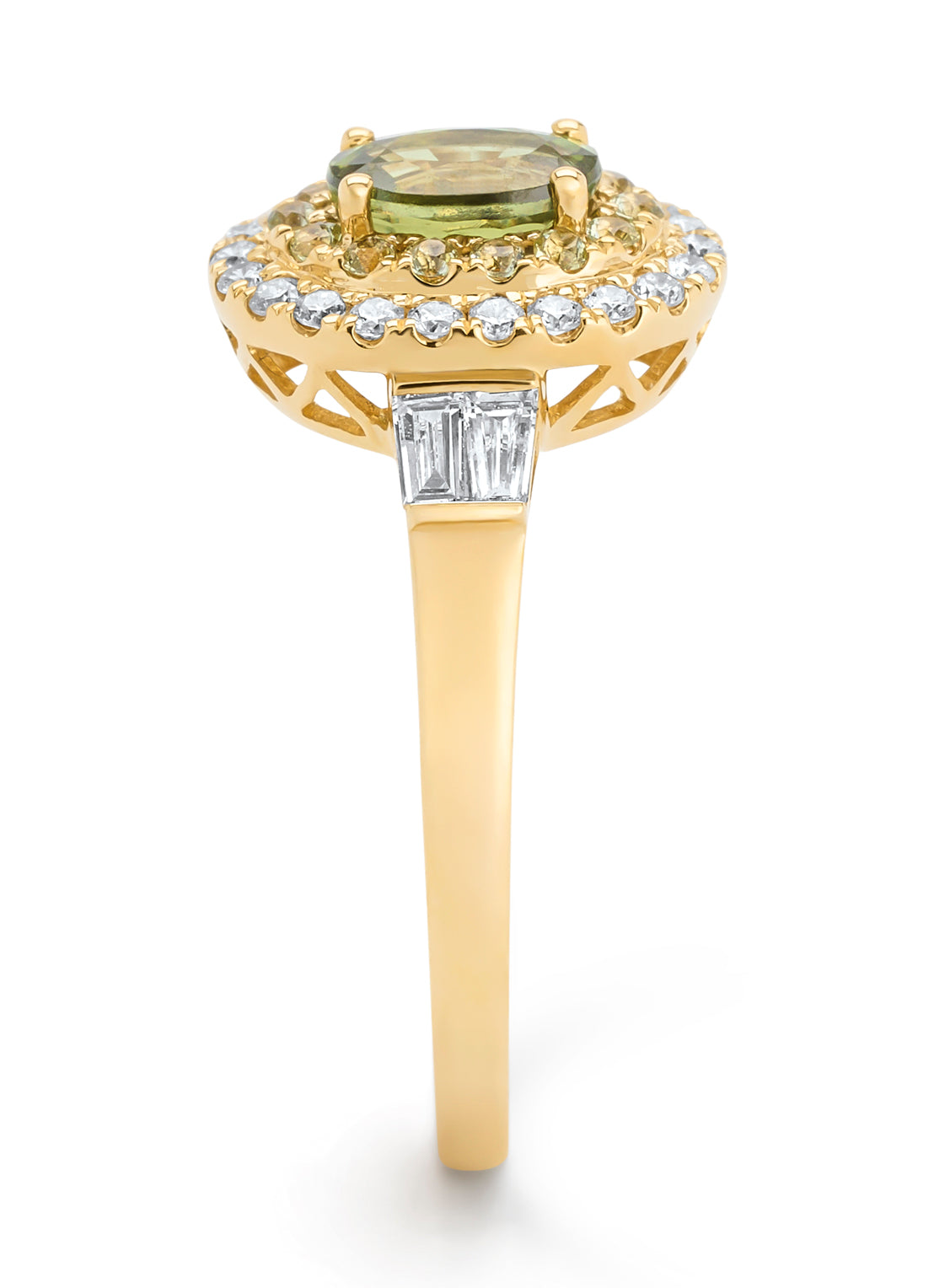 Geelgouden ring, 0.79 ct groene saffier, Eden