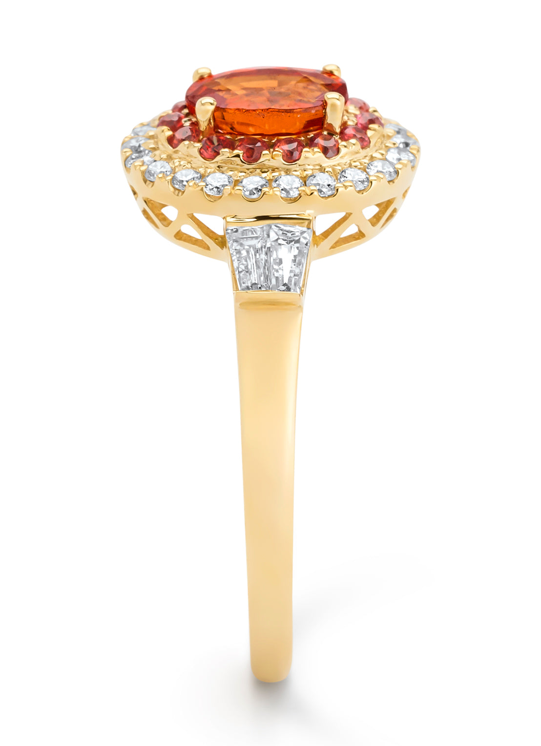 Geelgouden ring, 0.88 ct oranje saffier ( bew, Eden