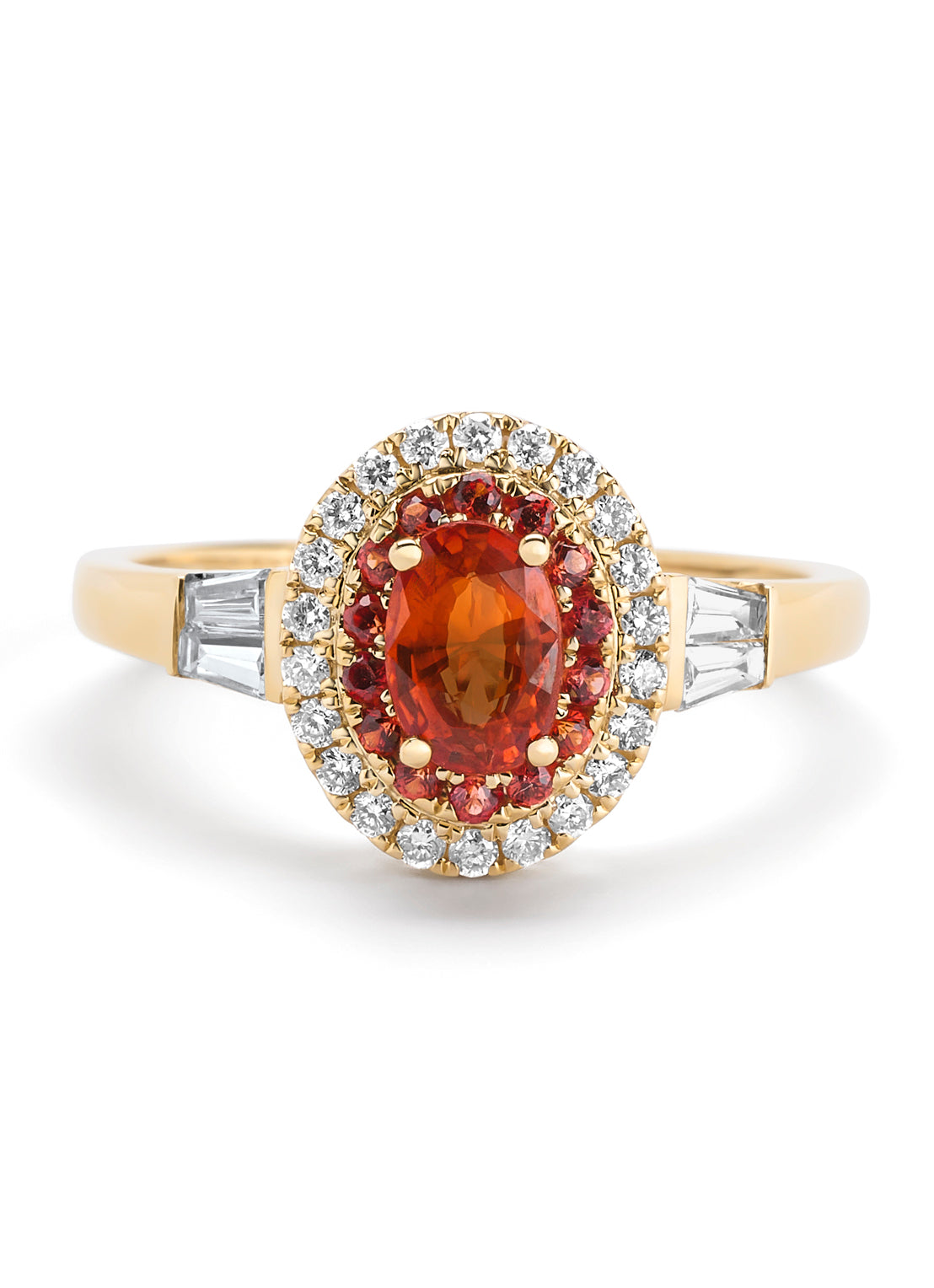 Geelgouden ring, 0.88 ct oranje saffier ( bew, Eden