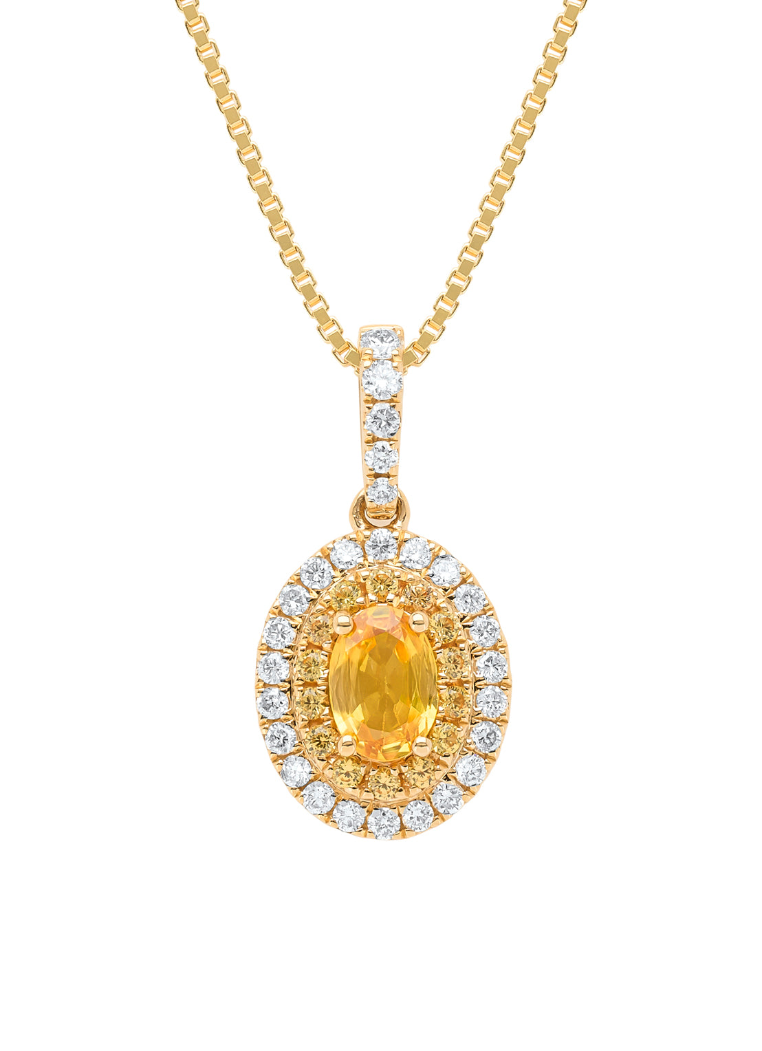 Geelgouden hanger, 0.73 ct gele saffier, Eden