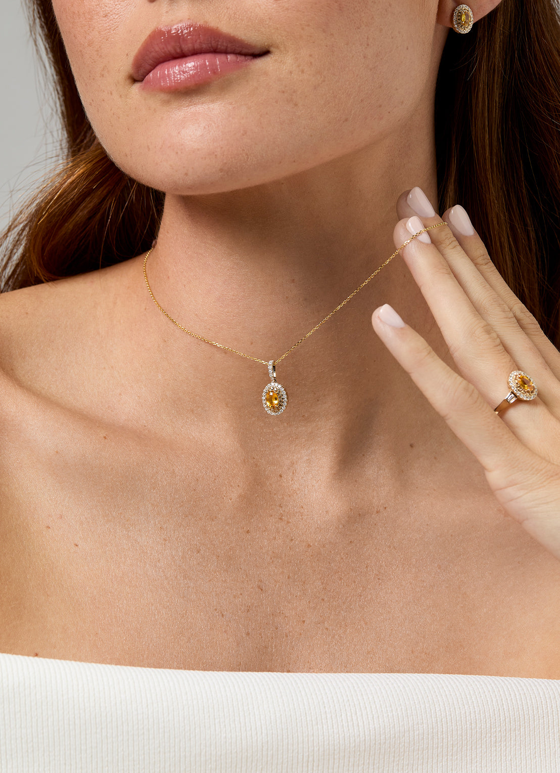 Geelgouden hanger, 0.73 ct gele saffier, Eden