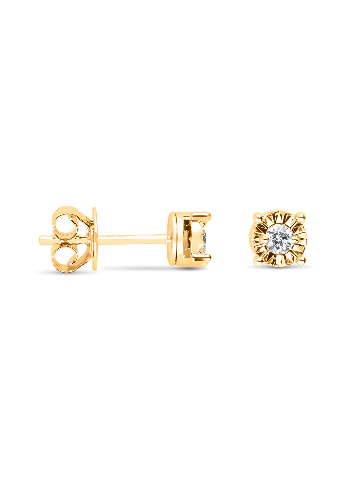 Yellow gold ear jewelry, 0.10 ct diamond, solitary